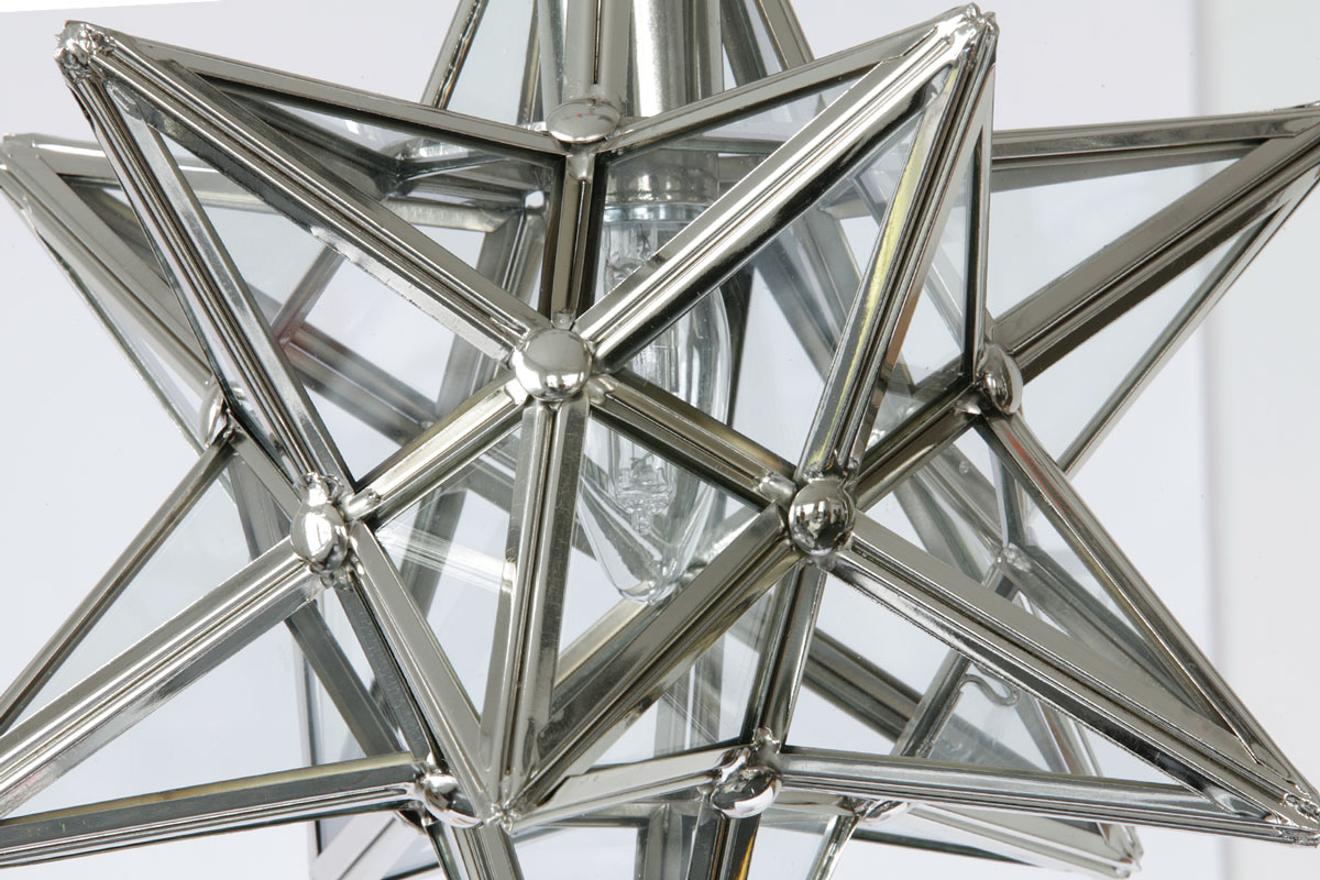 Bild 6: In aufwendiger Handarbeit mit Gläsern versehen: Weihnachtsstern-Hängeleuchte aus Messing Weihnachtsstern-Hängeleuchte aus Messing (sechs Größen): In aufwendiger Handarbeit mit Gläsern versehen: Weihnachtsstern-Hängeleuchte aus Messing