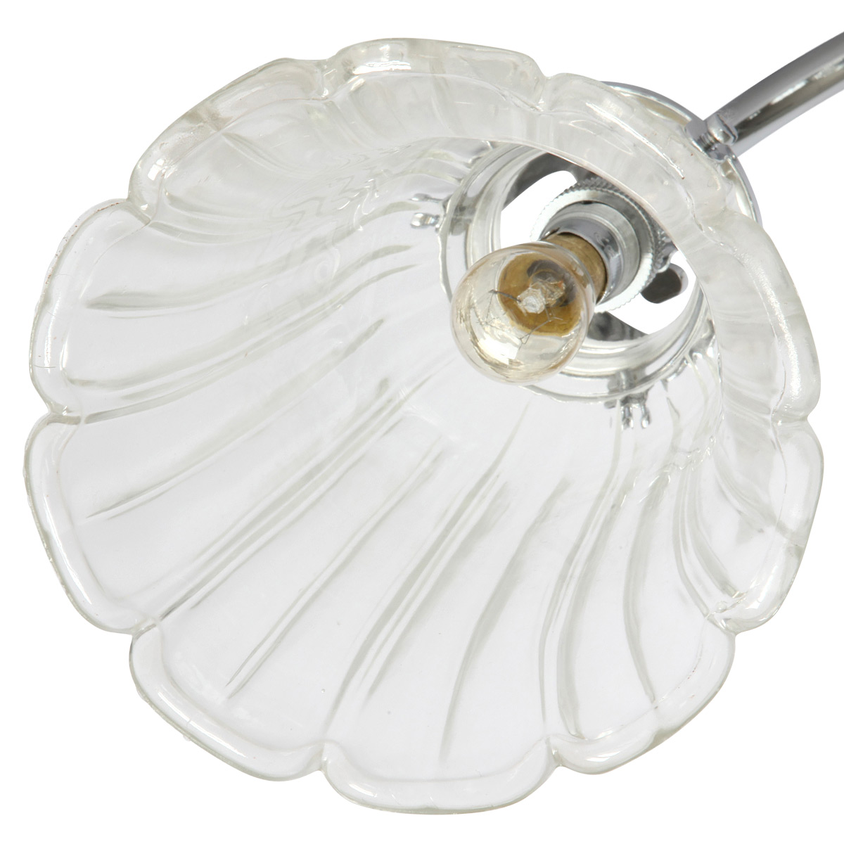 Rustikale Manufaktur-Wandlampe mit Glasschirm GRAMPA: Glastyp 350, hier sieht man das BA15d Leuchtmittel („Kühlschrankbirne“)