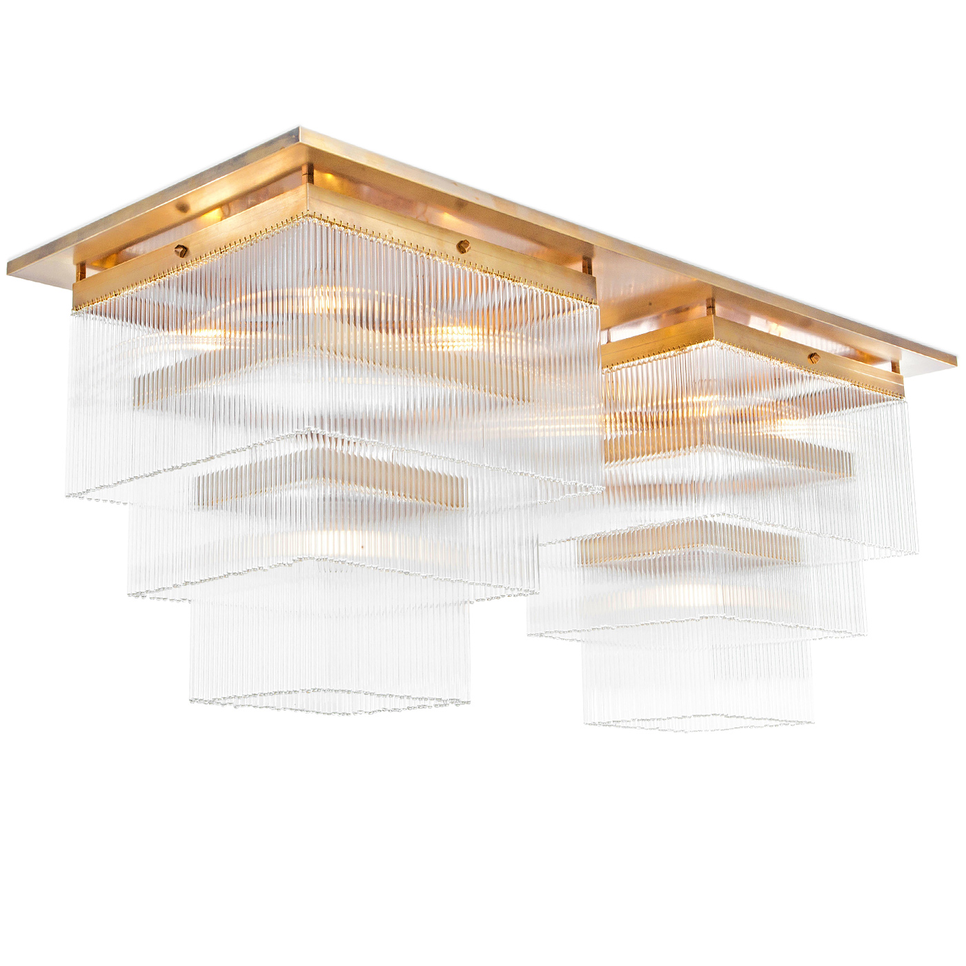Doppel-Deckenleuchte mit dreireihigem Kristallbehang MONAC 100 x 50 cm Doppel-Deckenleuchte mit dreireihigem Kristallbehang MONAC 100 x 50 cm
