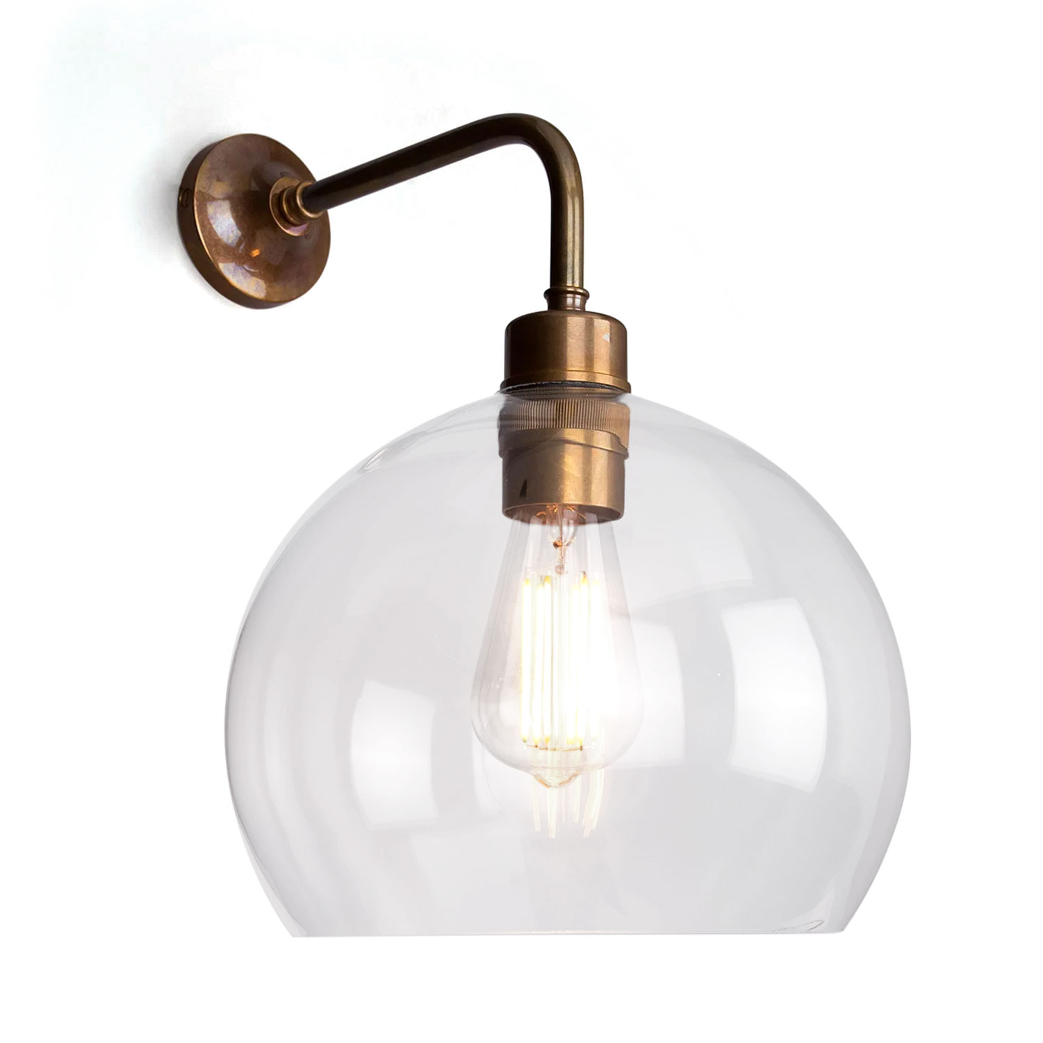 Wall light with open bottom glass ball Ø 25 cm