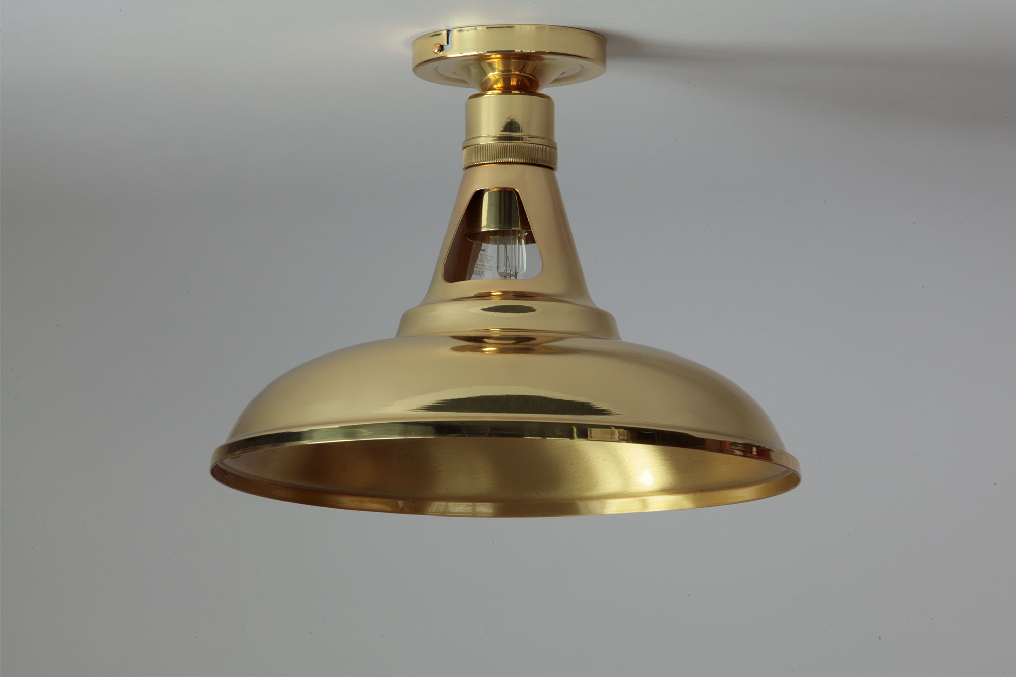 Messing-Deckenlampe mit offenem Dom, Ø 30 cm: Die nostalgische Deckenleuchte in der Oberfäche „Messing poliert“