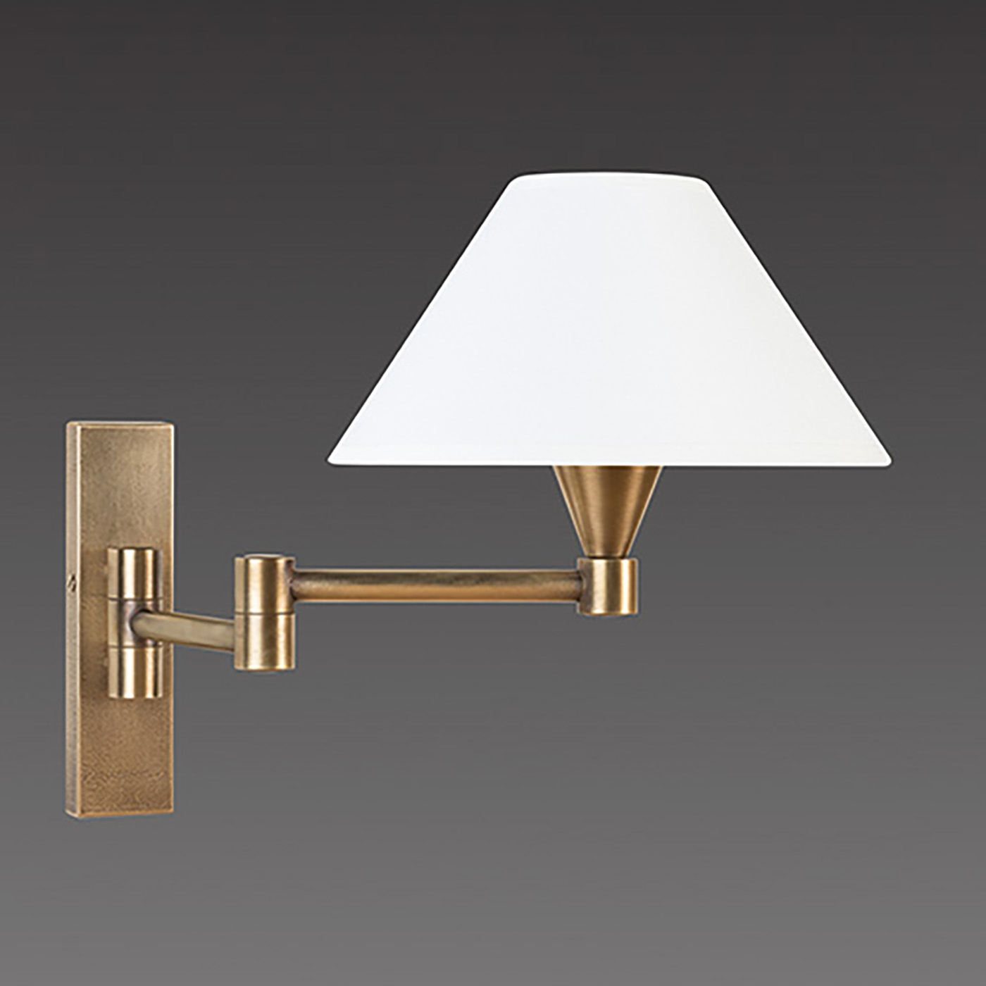 Zeitlose Wandleuchte mit doppeltem Schwenkarm AL300: Das Modell ohne Schalter in natur matt satiniert.