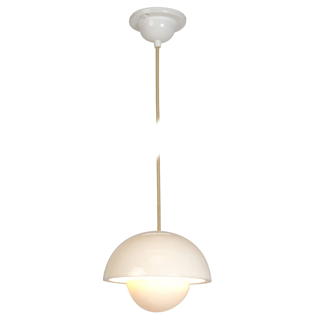 Bild 5: Art Déco-Pendelleuchte aus zwei Porzellan-Halbkugeln (kleines Modell, Ø 22 cm) Kleine Hängeleuchte aus Porzellan-Halbkugeln: Art Déco-Pendelleuchte aus zwei Porzellan-Halbkugeln (kleines Modell, Ø 22 cm)