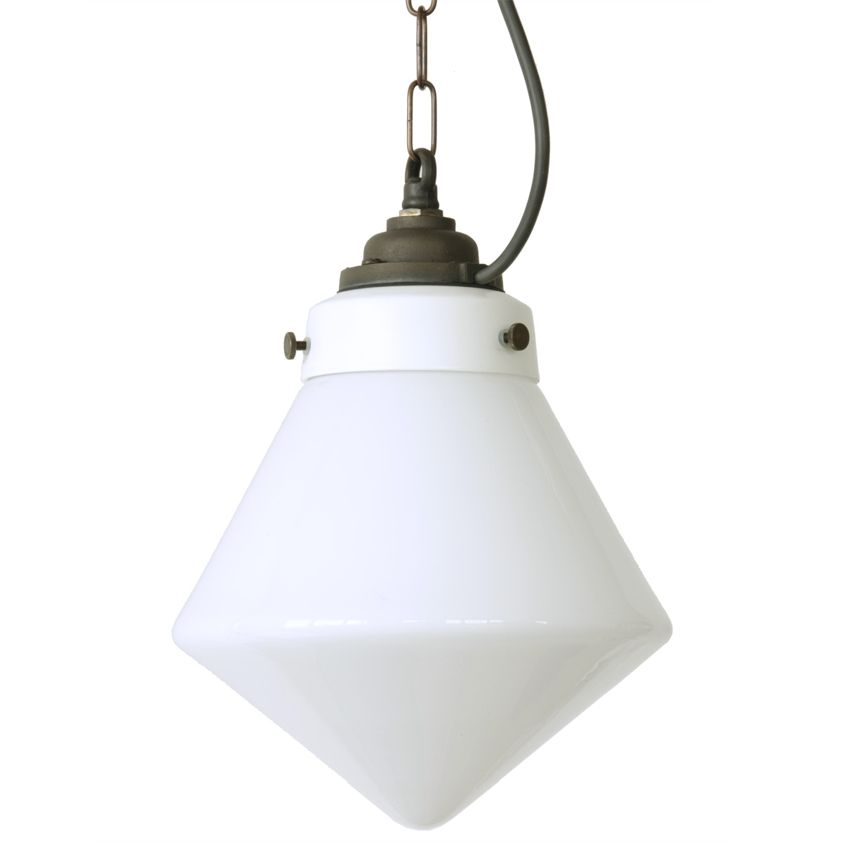 Extraordinary pendant lamp with opal glass, ceramic, cast brass, Fig. 2