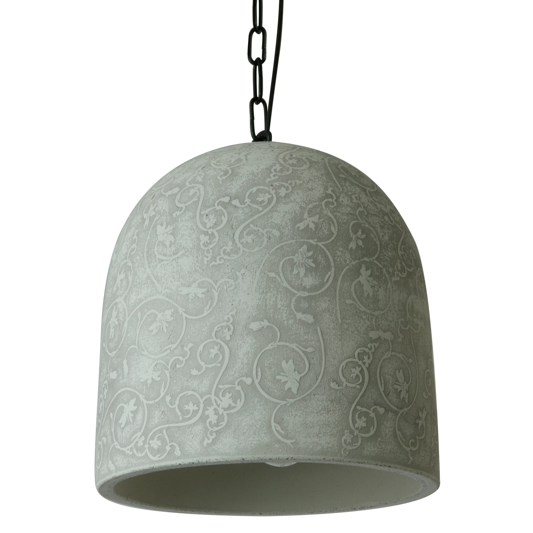 Stone pendant light with antique relief decoration