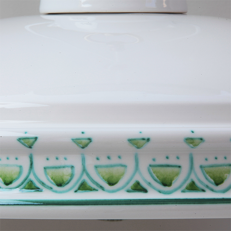 Fig. 5: Dekor 07 "Griechisch Grün" DELFT Pendulum lamp or pendant lamp made of ceramic: Dekor 07 "Griechisch Grün"