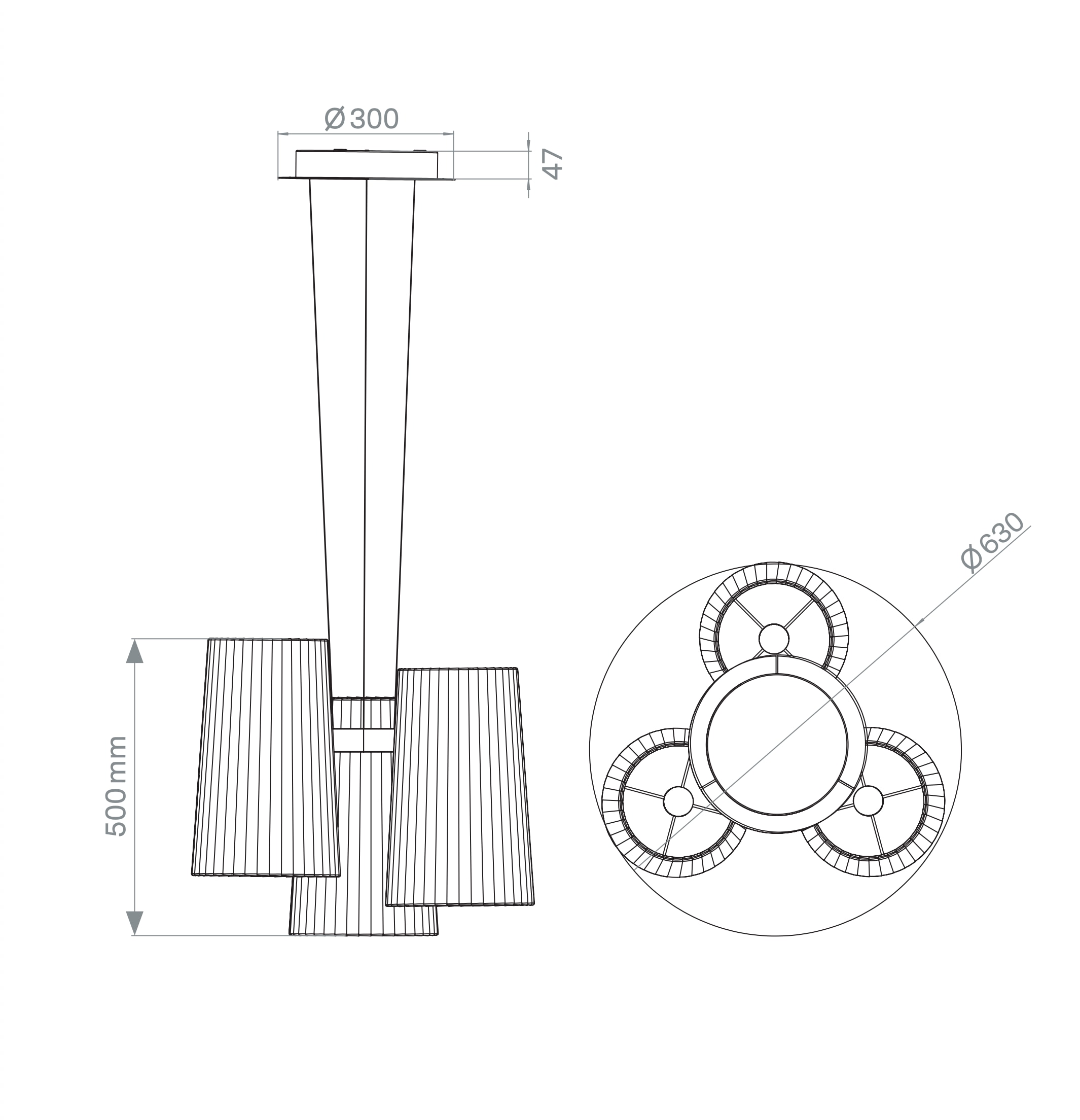 Fiesta Dining Table Chandelier with Three Shades FIESTA, Fig. 6