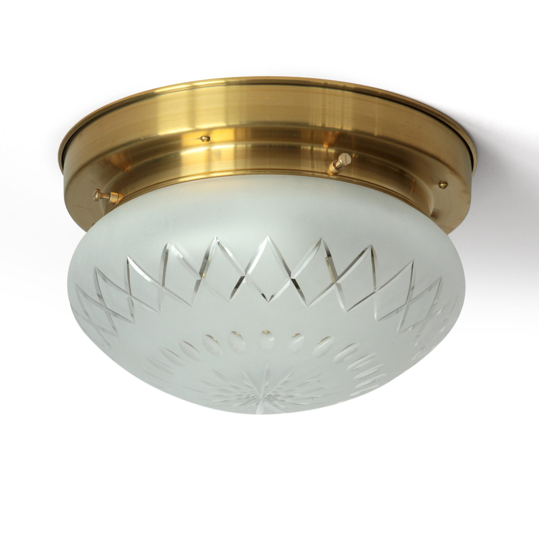Klassische Deckenleuchte mit geschliffener, matter Glashaube, Ø 24 cm Klassische Deckenleuchte mit geschliffener, matter Glashaube, Ø 24 cm