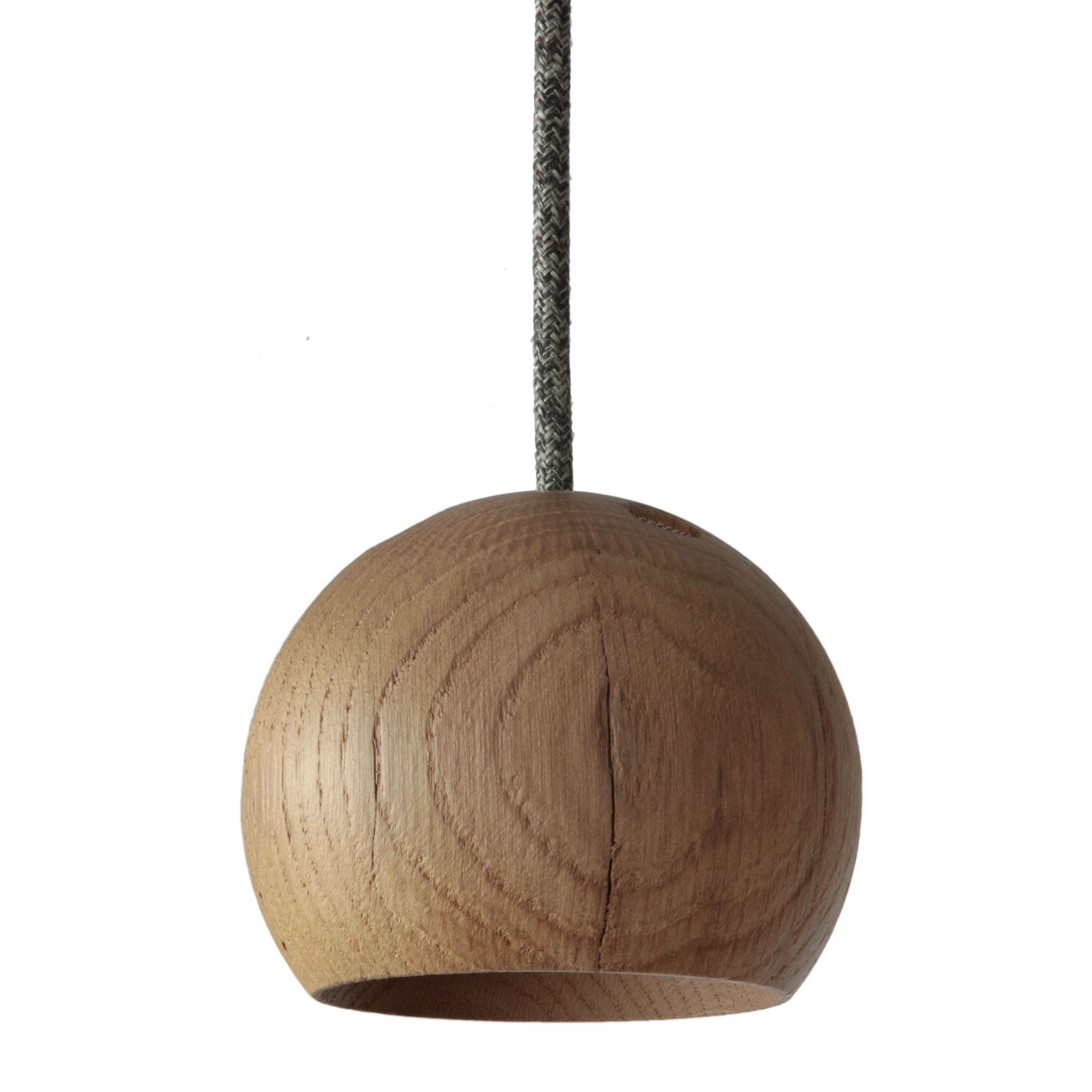 Spheric Wooden Pendant Light Made of Antique Woods