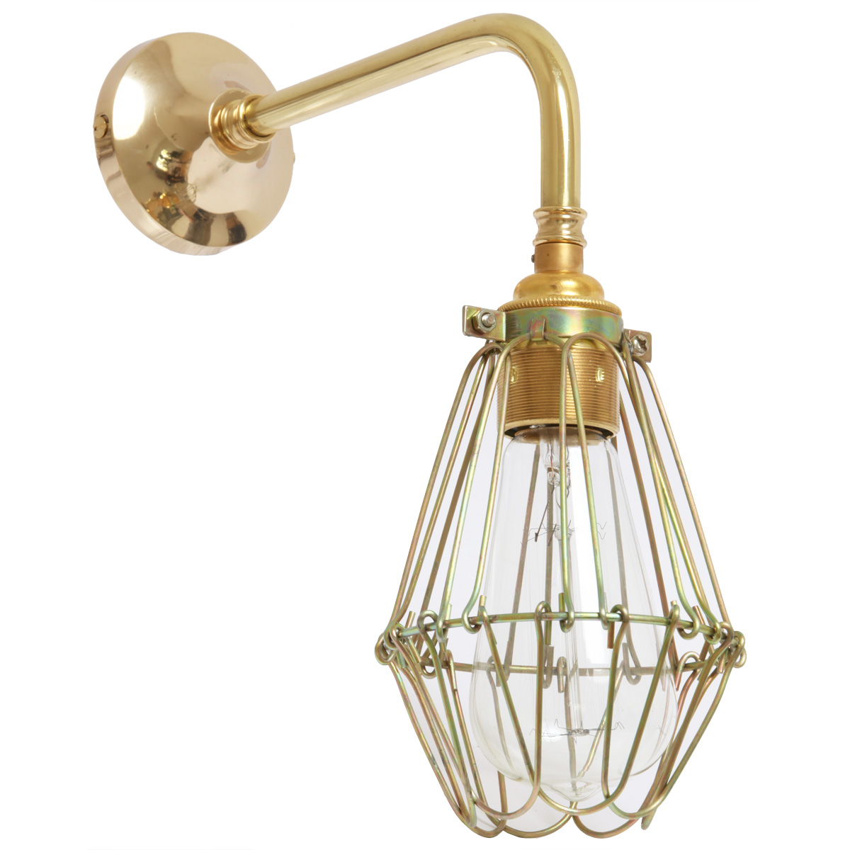 Wall lamp with brass cage