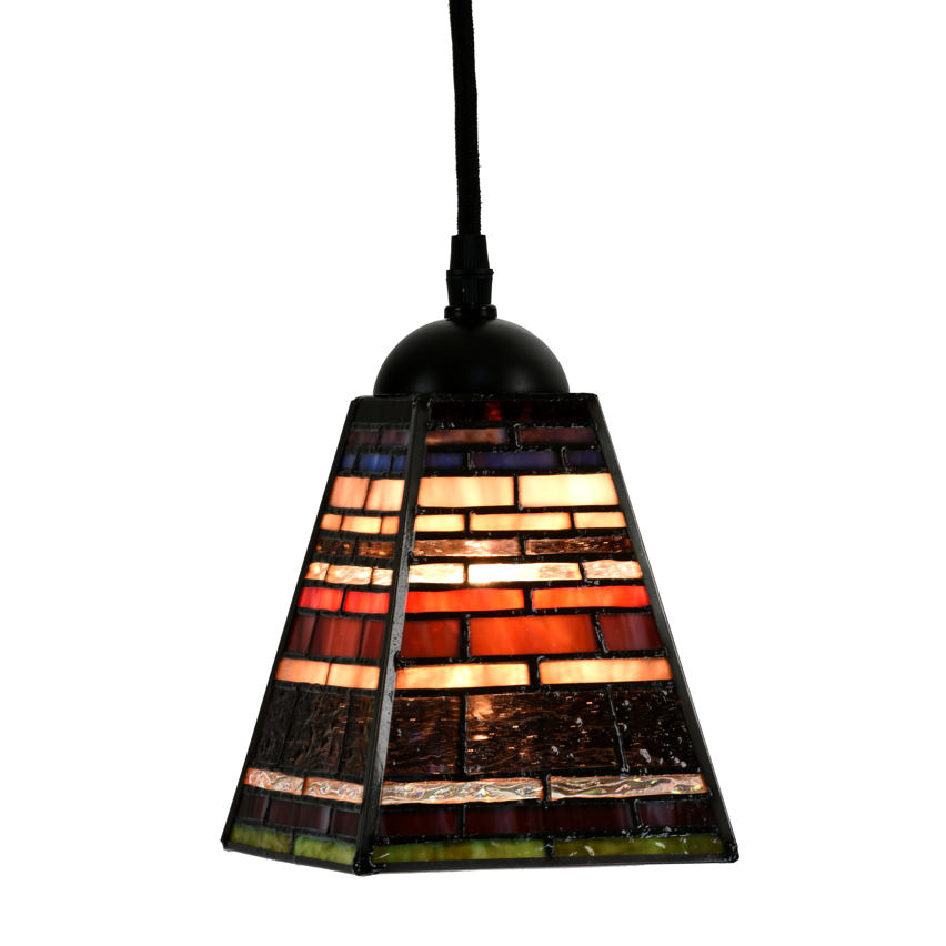 Kleine Tiffany-Pendelleuchte mit vielfarbigem Schirm Kleine Tiffany-Pendelleuchte mit vielfarbigem Schirm
