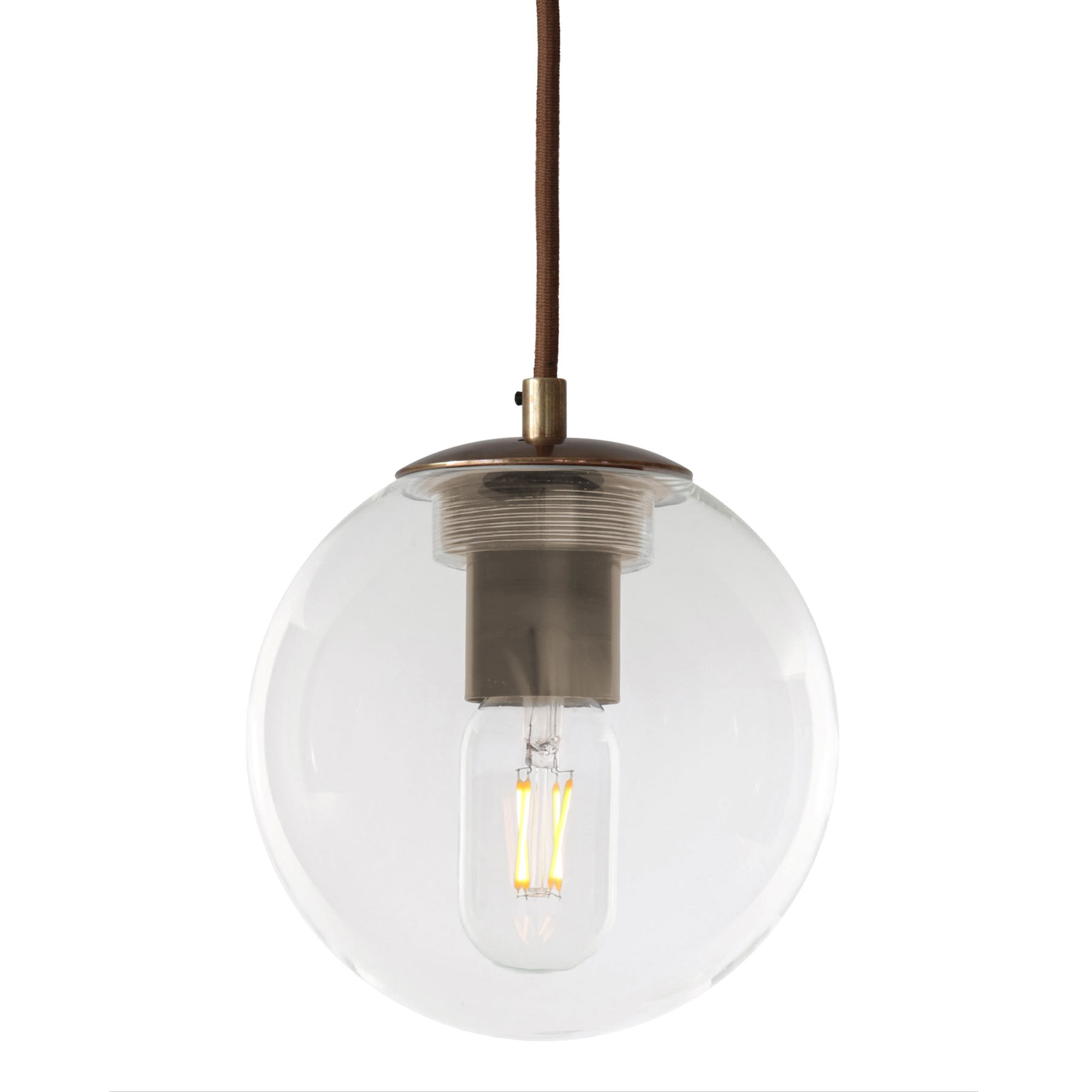 Small Glass Ball Pendant Lamp (clear/smoked glass, Ø 17 cm)