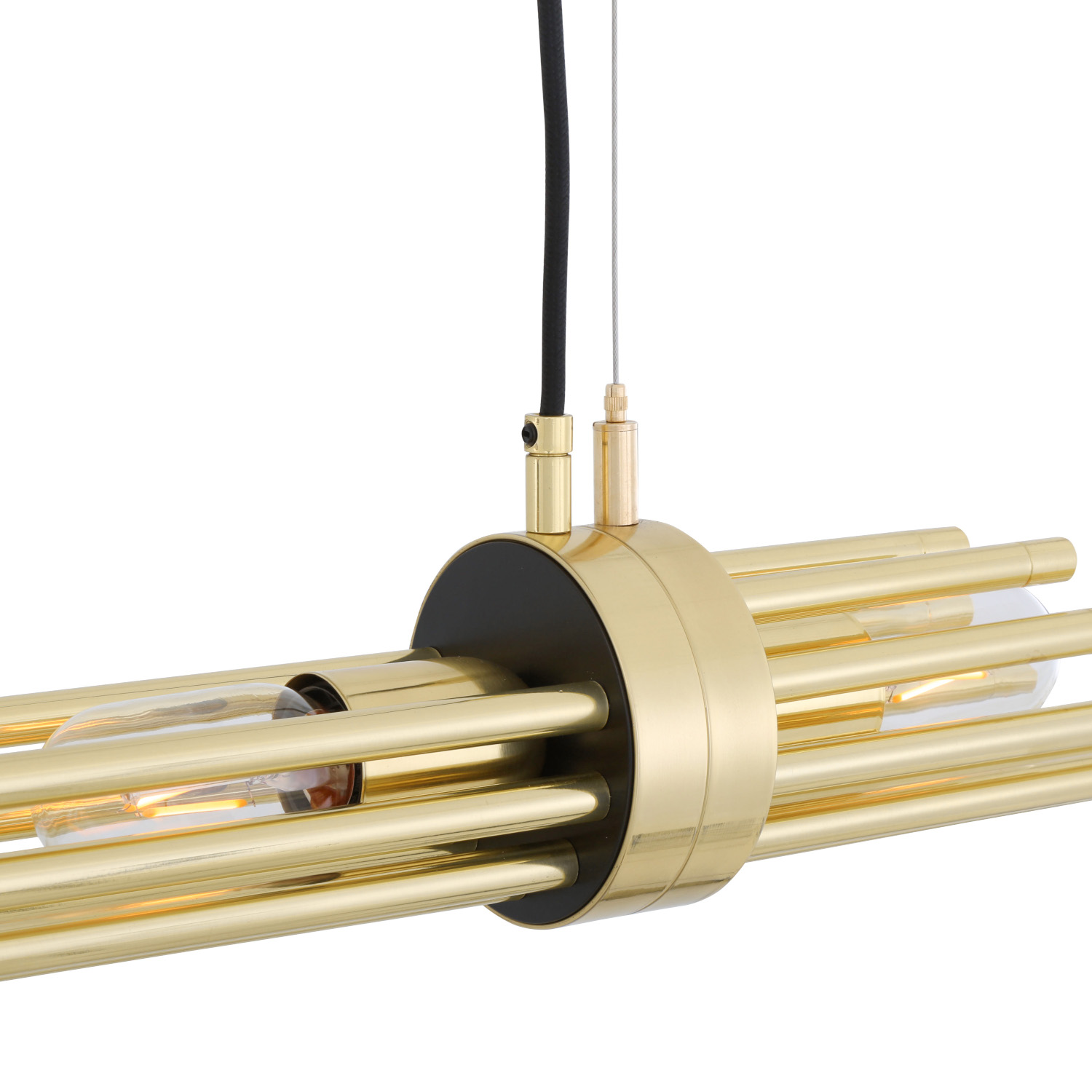 Bild 5: Messing poliert Lange Hängeleuchte aus dekorativen Messingstäben, 150 cm: Messing poliert