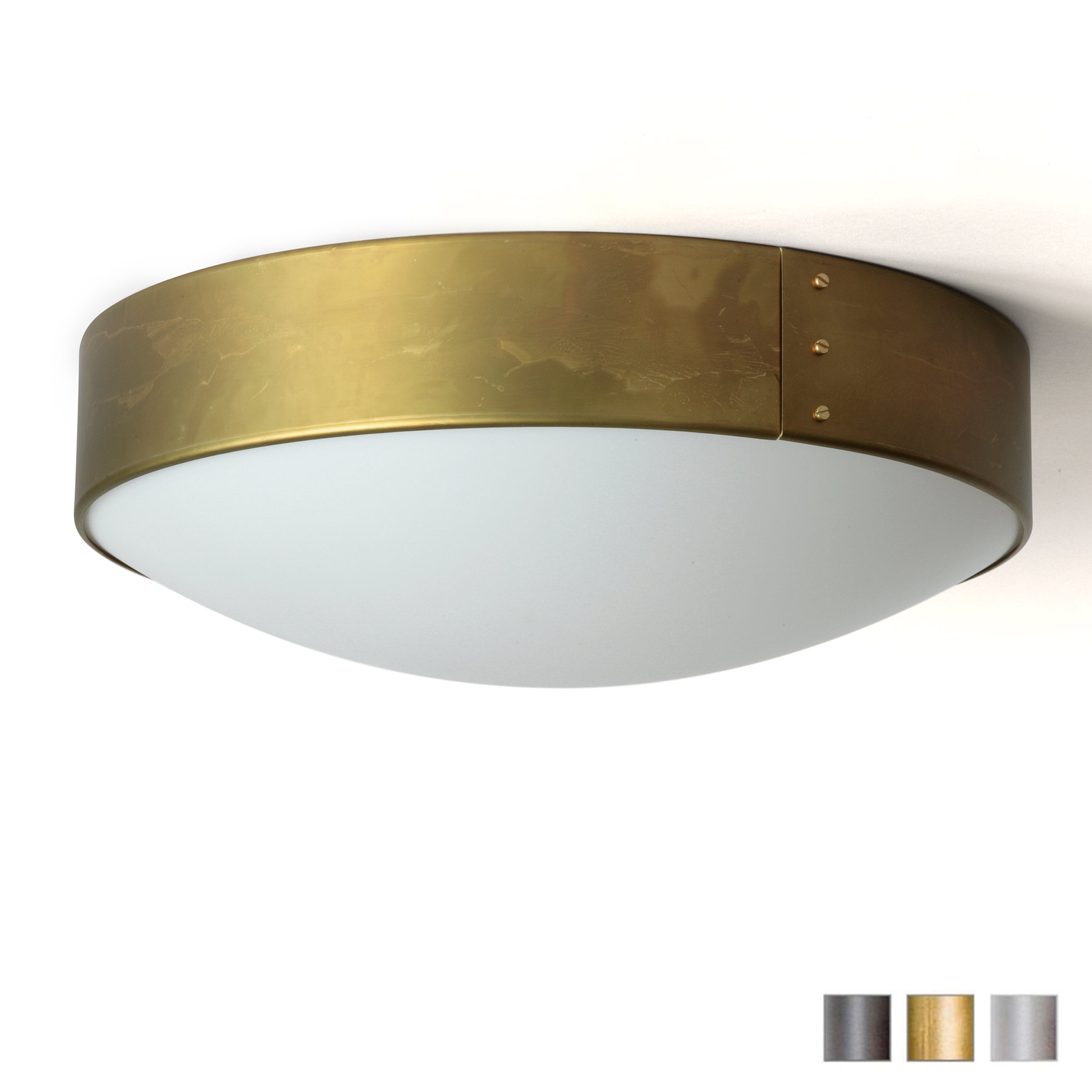 Große Deckenleuchte aus Schweden mit Messing-Ring, Ø 45/55 cm Große Deckenleuchte aus Schweden mit Messing-Ring, Ø 45/55 cm