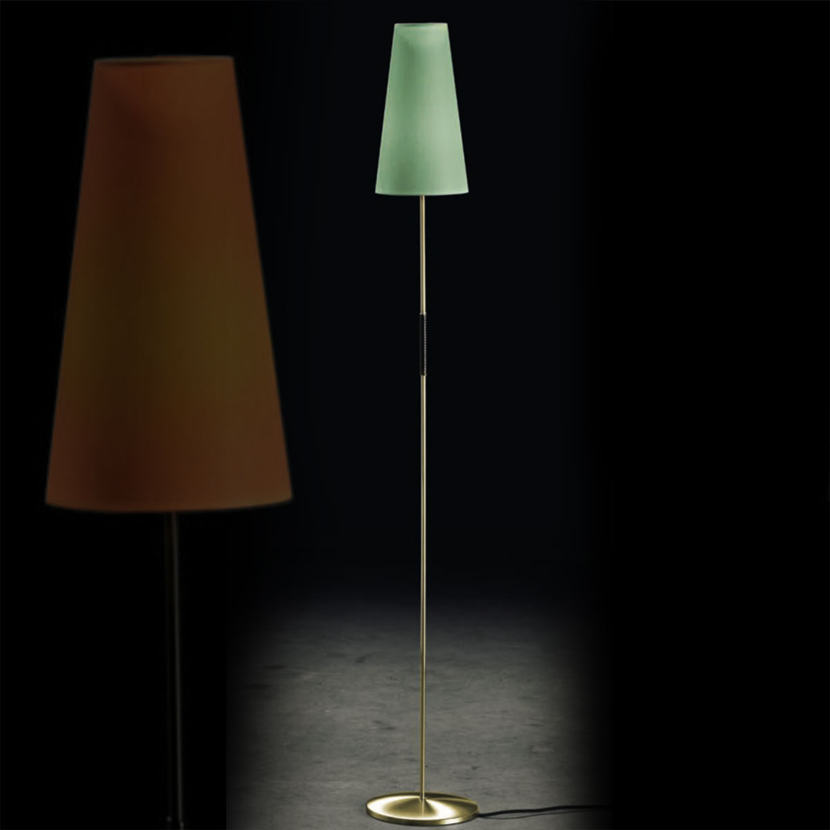 Slim Floor Lamp FIFTIES with Fabric Shade, many colours available