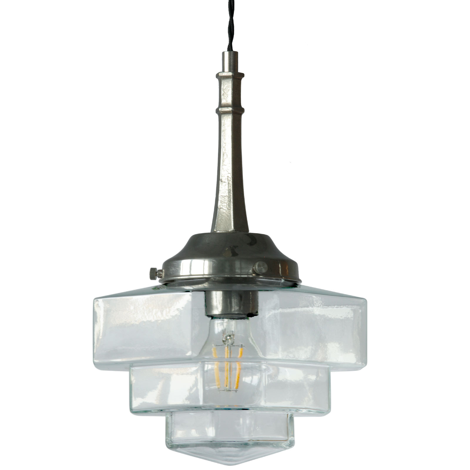 Nostalgische Pendelleuchte aus Irland mit achteckigem Glasschirm Nostalgische Pendelleuchte aus Irland mit achteckigem Glasschirm