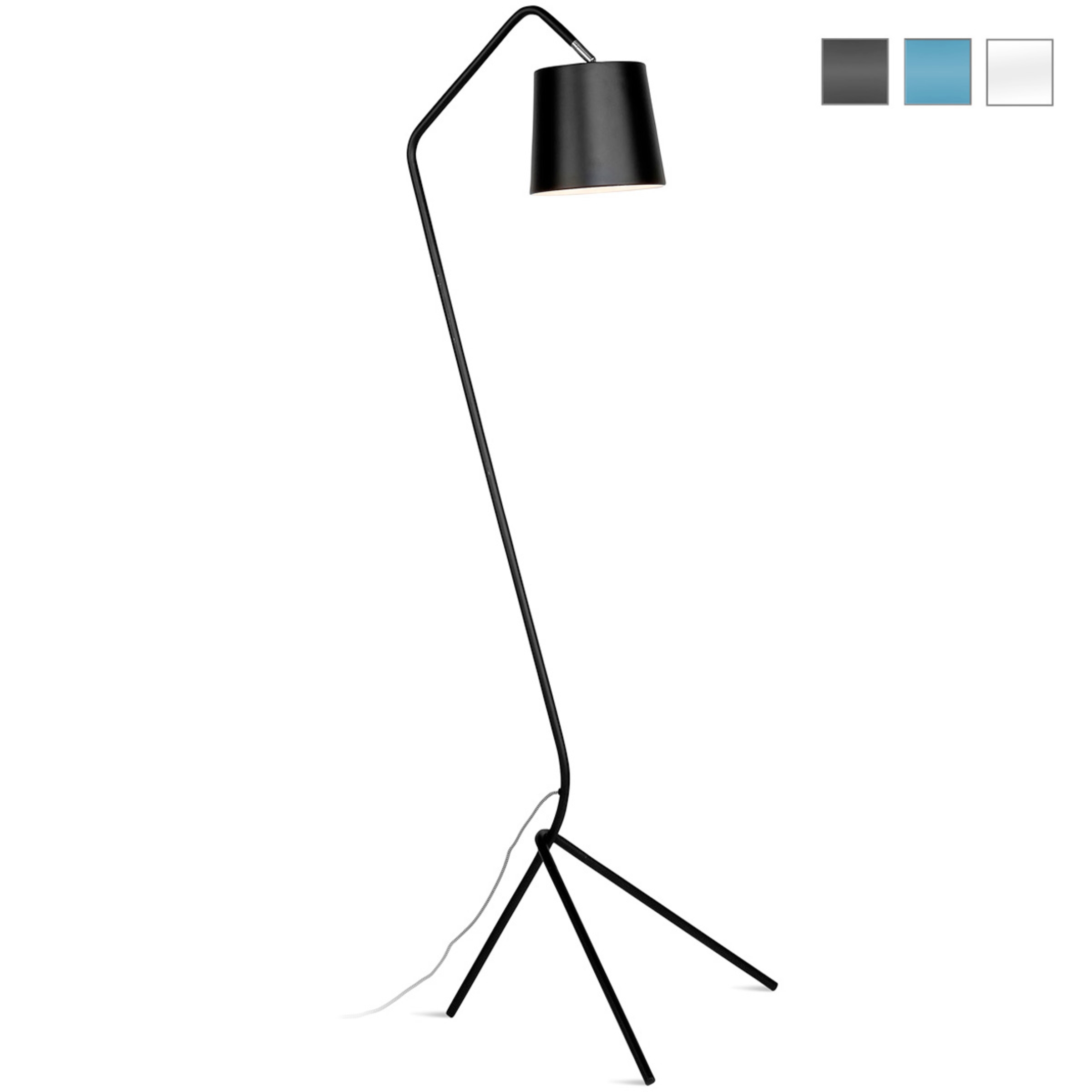 Moderne Design-Stehlampe mit Dreibein-Gestell: Graziles Design: Stehlampe mit Dreibein-Gestell in schwarz