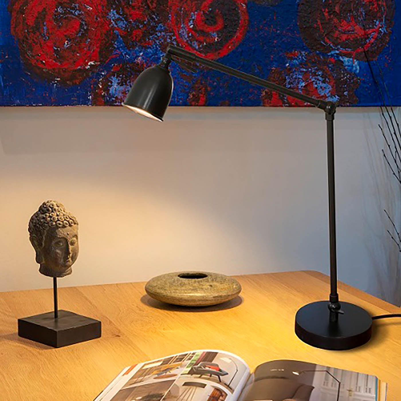 Adjustable Reading Table Lamp with Spotlight L71: Modell schwarz patiniert