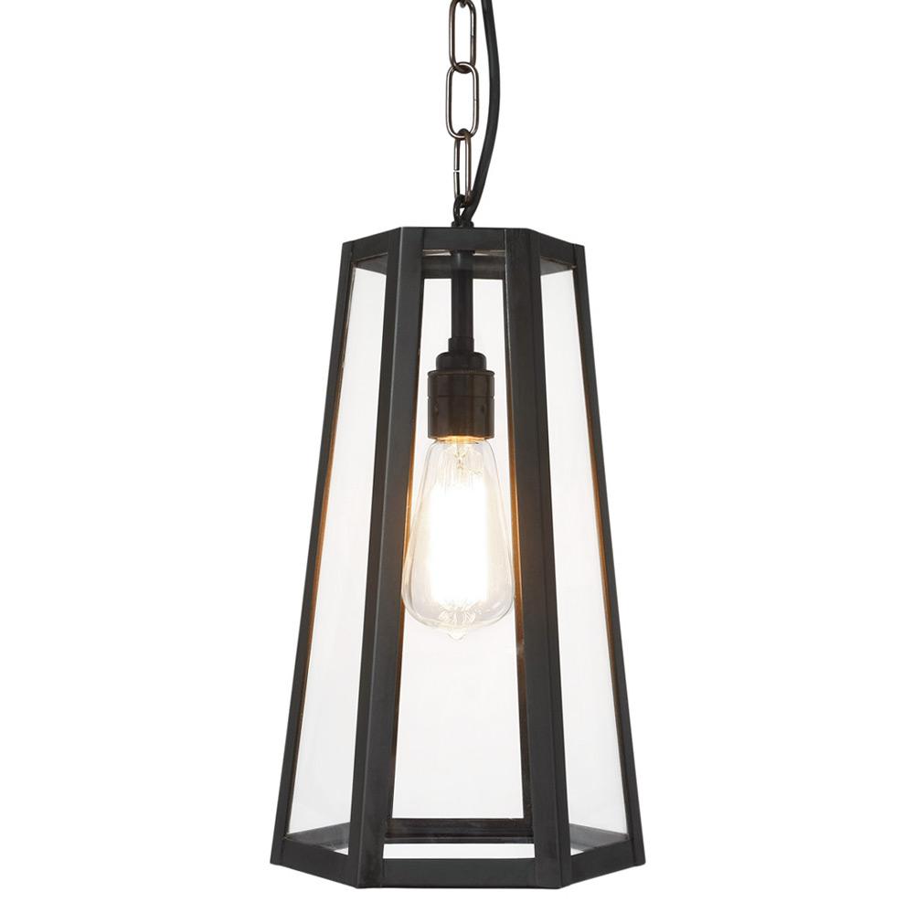 Six-sided glass-paned pendant lamp 7651