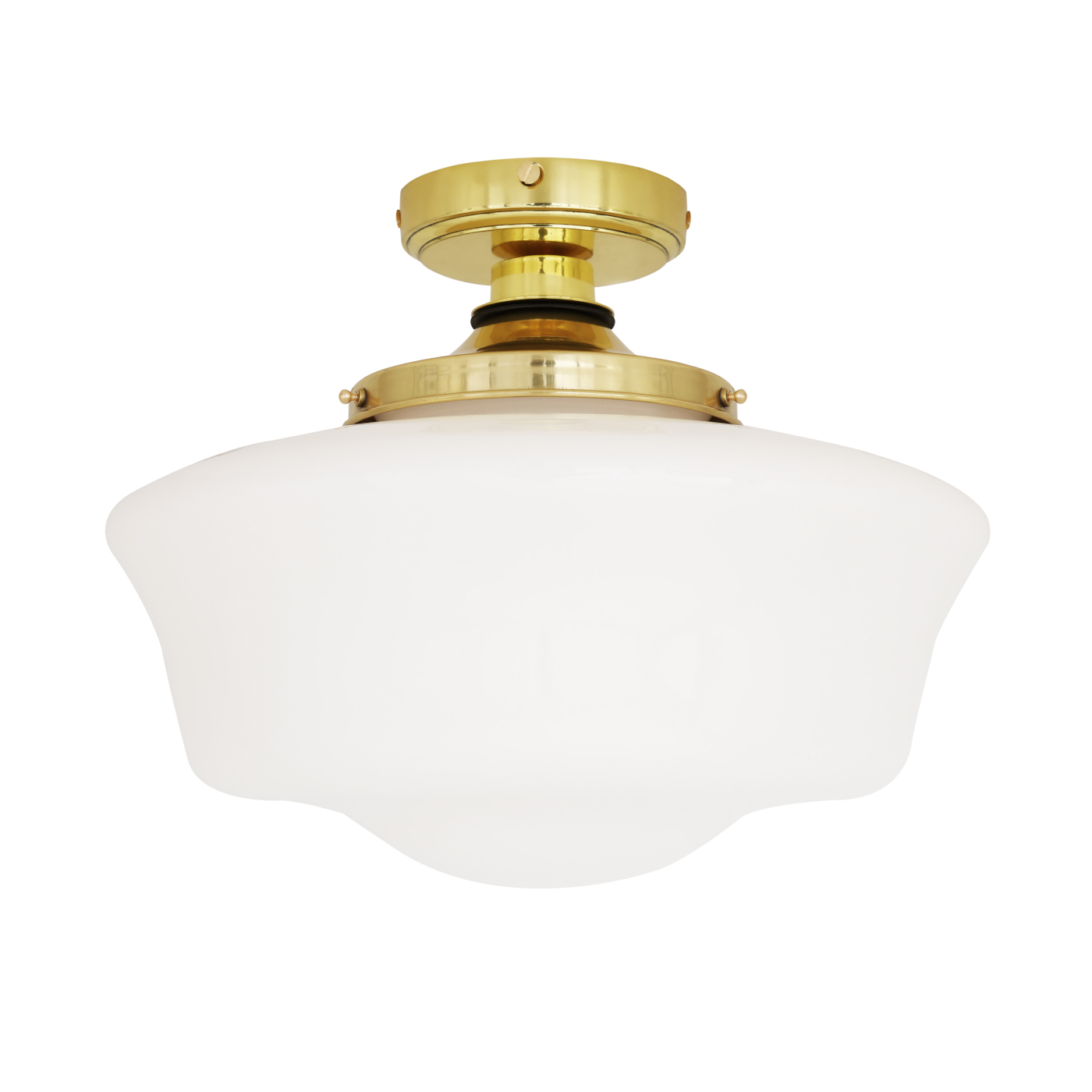 Traditionelle Badezimmer-Deckenlampe (IP44) mit Glasschirm Ø 35 cm: Traditionelle Badezimmer-Deckenlampe, hier Messing poliert