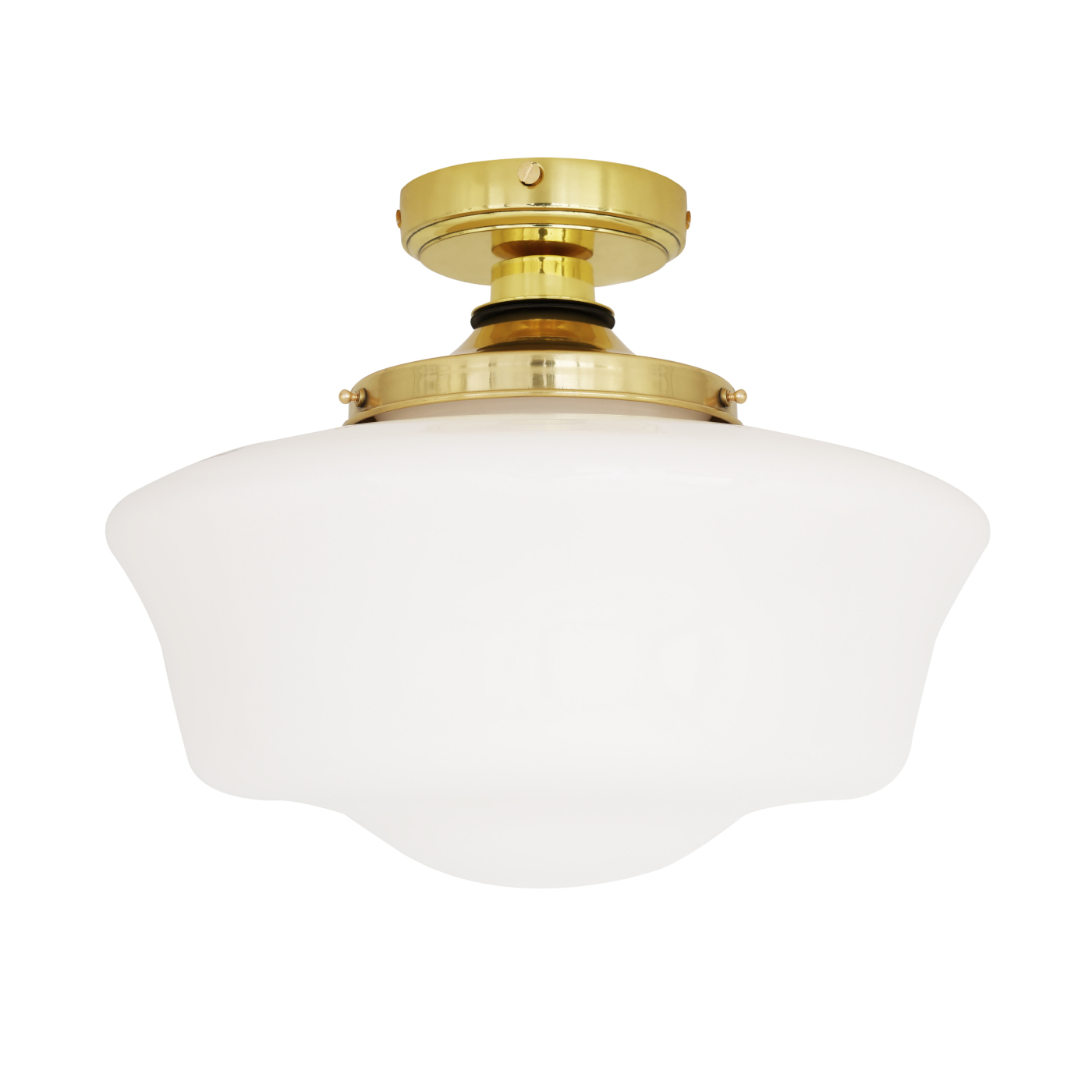 Bild 1: hier Messing poliert Nostalgische Bad-Deckenlampe (IP44) mit Glasschirm Ø 35 cm: hier Messing poliert