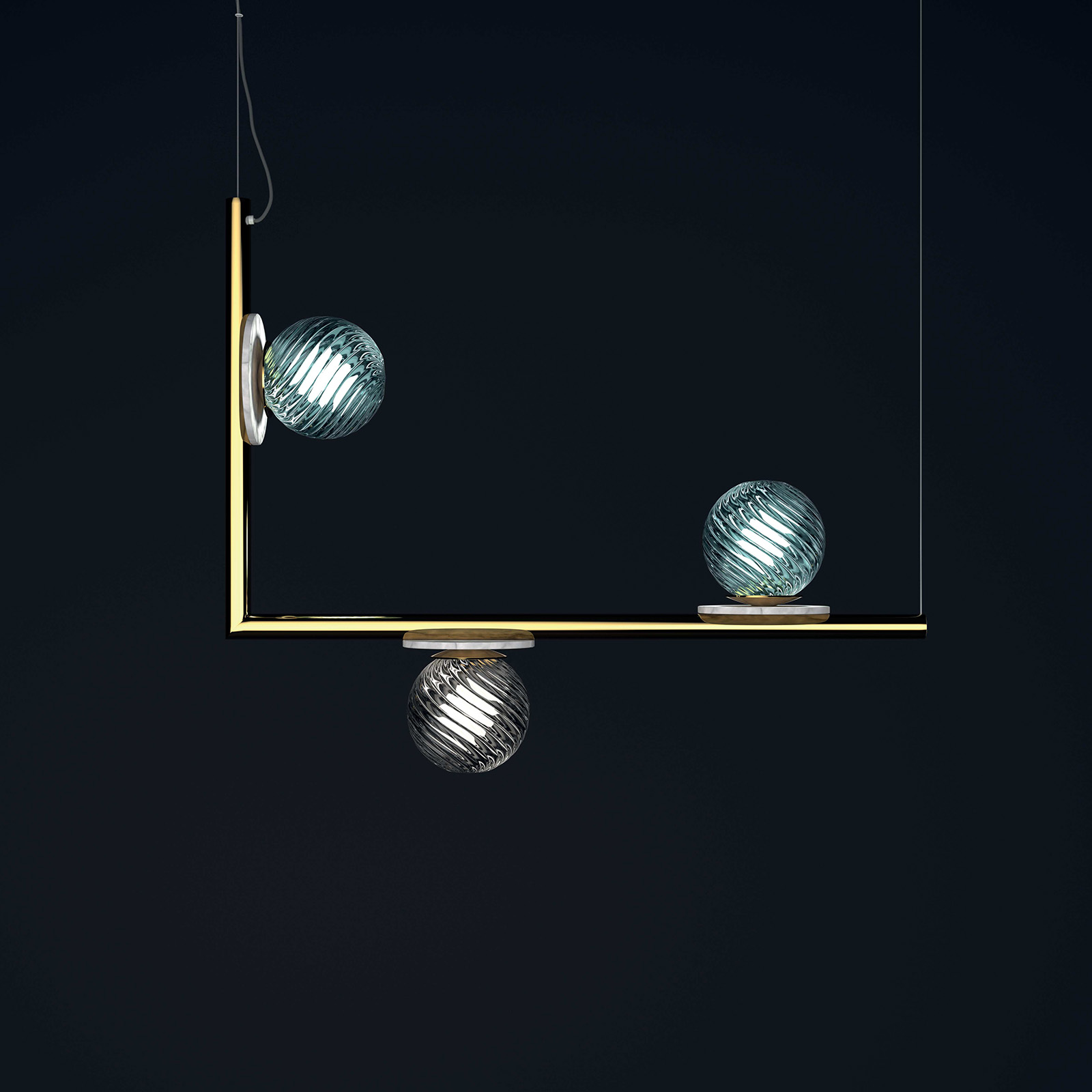 Dreiflammiger Design-Leuchter mit Murano-Glas und Alabaster AFRODITE, Bild 8 Dreiflammiger Design-Leuchter mit Murano-Glas und Alabaster AFRODITE, Bild 8