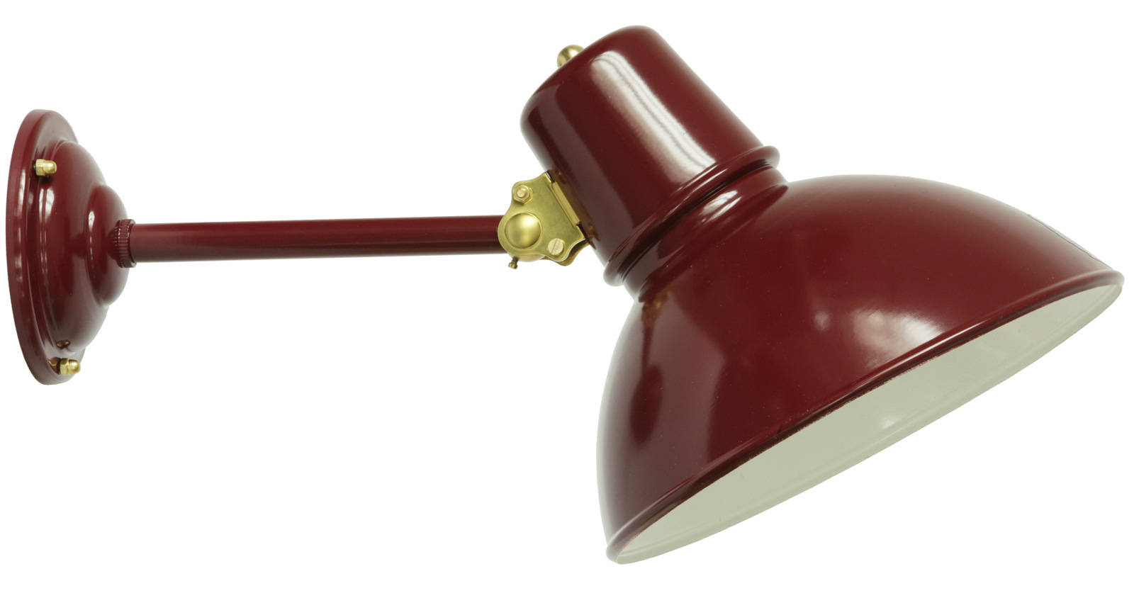 Bild 8: Abgebildet in Weinrot RAL 3005 mit Messinggelenk FRANKFURT Wandleuchte im Bauhaus-Stil: Abgebildet in Weinrot RAL 3005 mit Messinggelenk