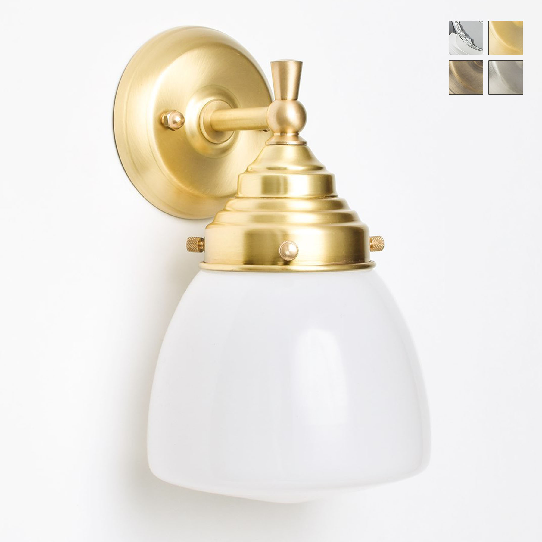 Kleine Art déco-Badezimmer-Wandleuchte mit Opalglas Kleine Art déco-Badezimmer-Wandleuchte mit Opalglas