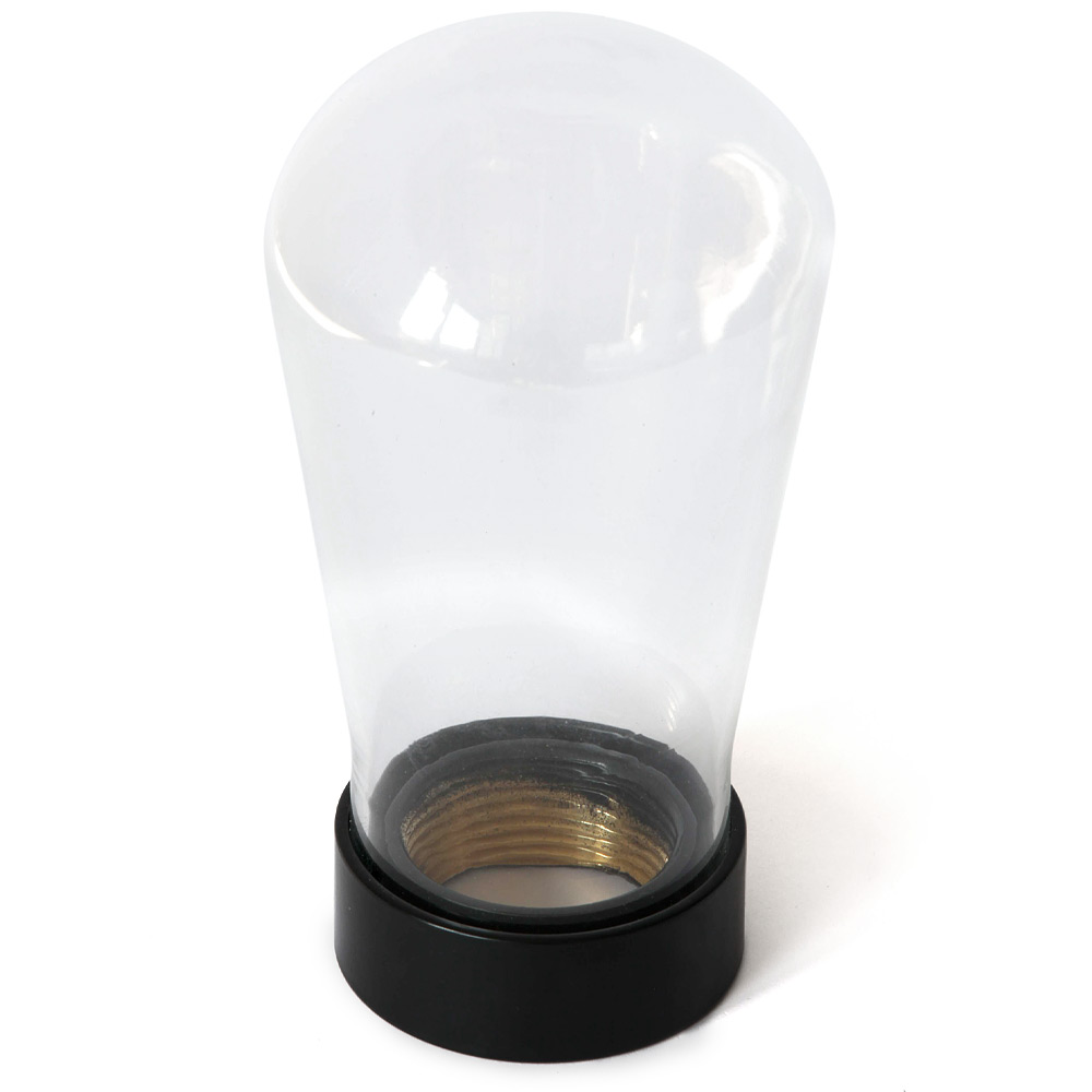 Einfache Badezimmer-Wandlampe mit Glaskolben, IP65: Wasserdichter Glaskolben (Ø 8 cm, hier Ausführung „schwarz pulverbeschichtet“)