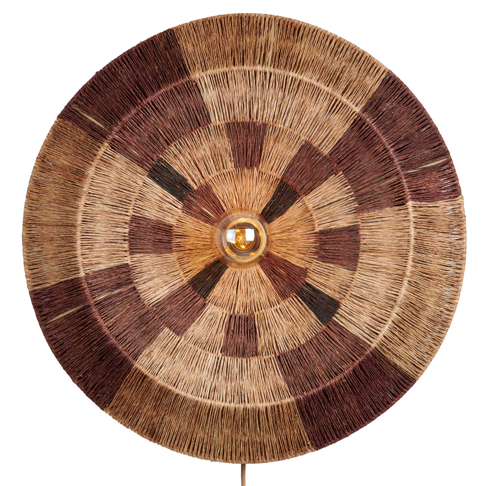 Flache Wandleuchte mit Juteschirm, zwei Größen