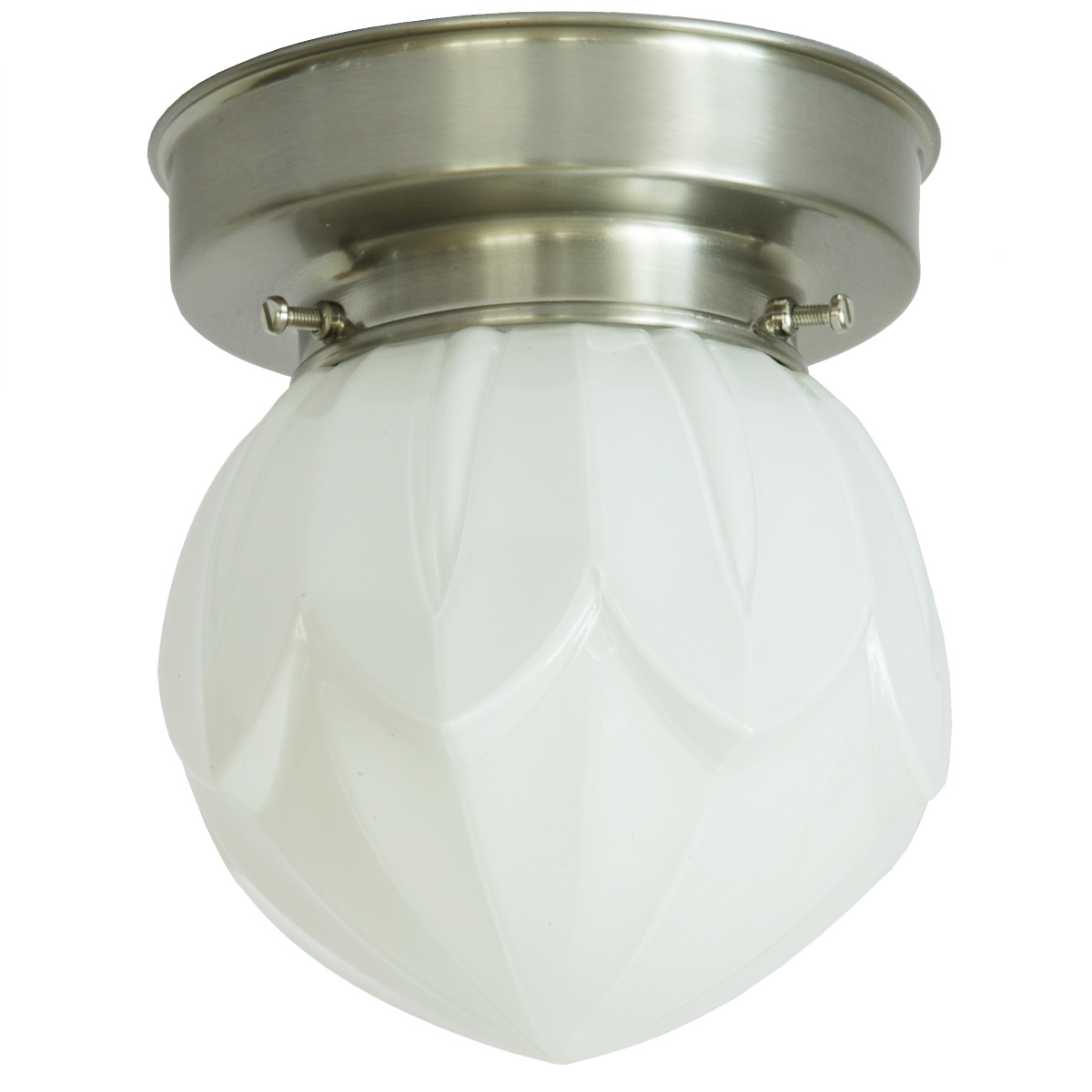 Kleine Jugendstil-Deckenleuchte mit opalem Lotusblüten-Glas Ø 14 cm Kleine Jugendstil-Deckenleuchte mit opalem Lotusblüten-Glas Ø 14 cm