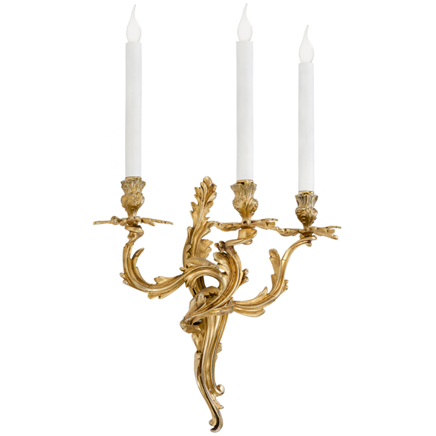 Cast Bronze Sculpture: 3-armed Candle Wall Light from Italy