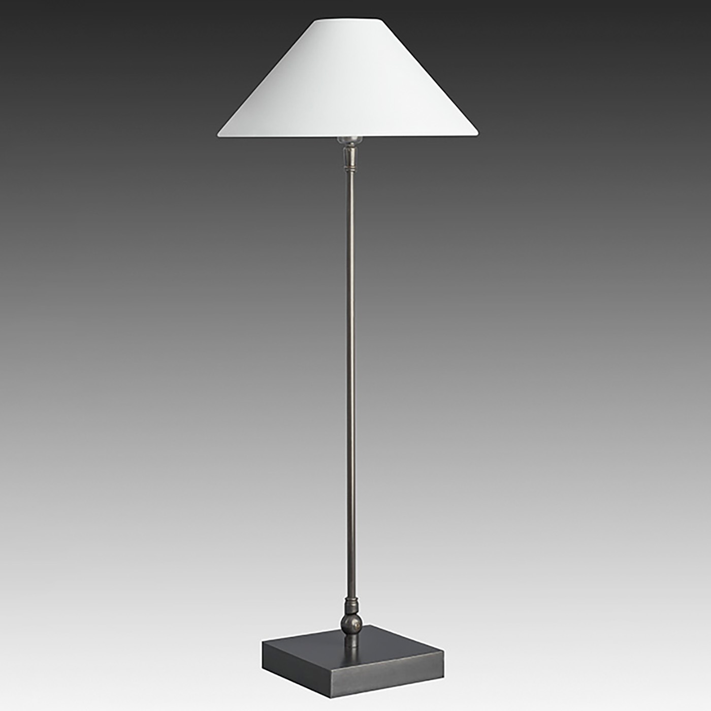 Neigbare Messing-Tischleuchte mit Stoffschirm  L51: hier in schwarz patiniert