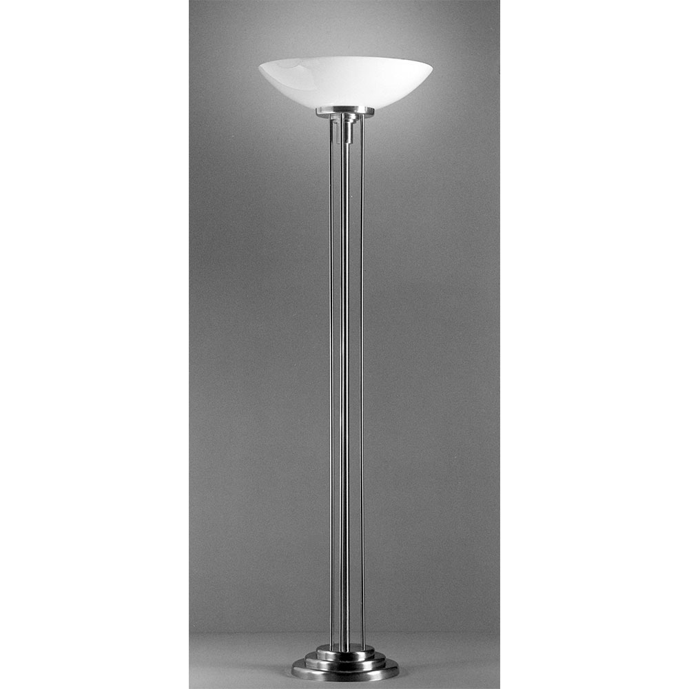 Tall Empire Floor Lamp with Opaline Glass Bowl Shade Ø 55 cm