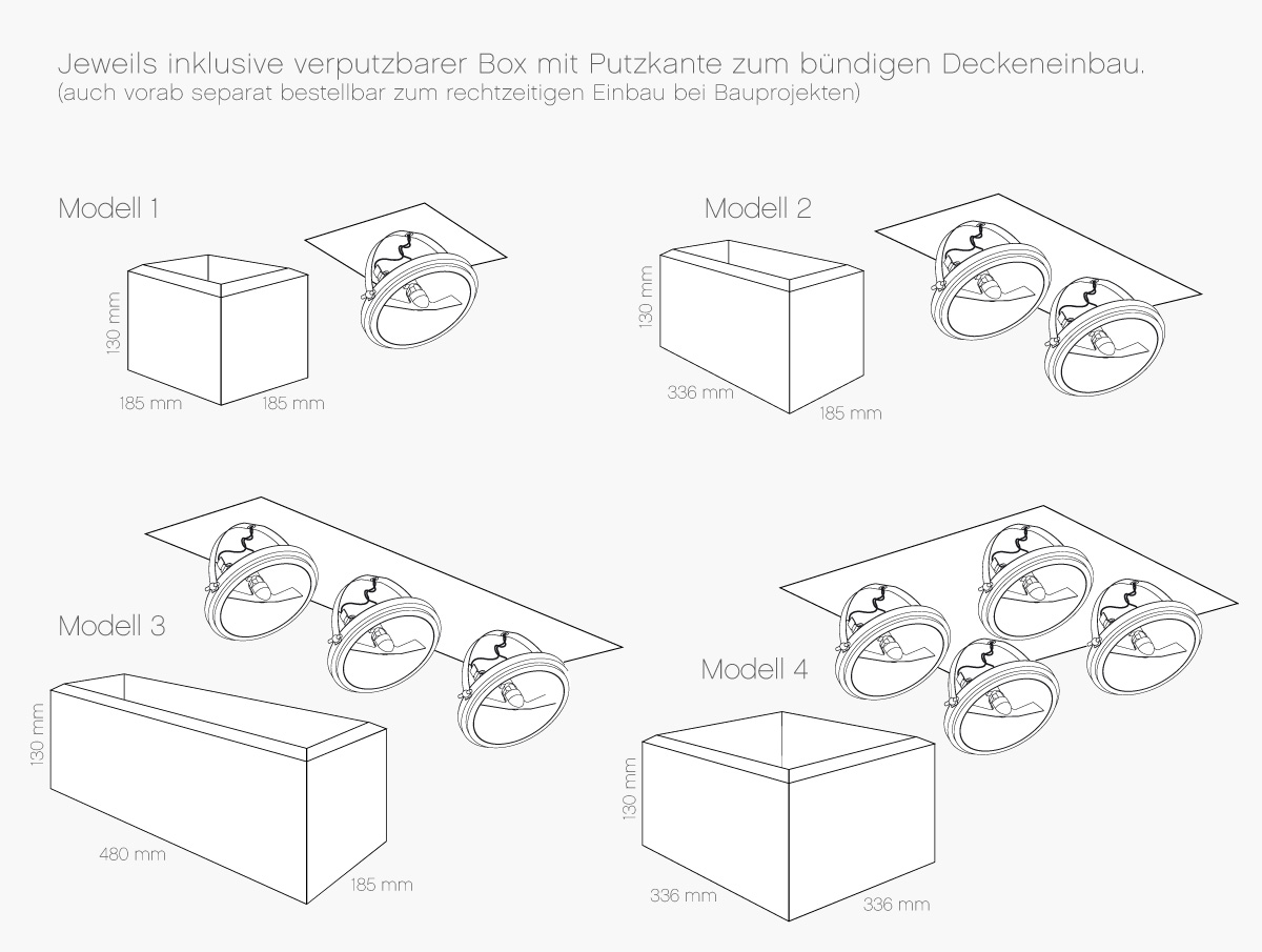 PHANTOM Decken-Einbaustrahler mit Charakter: Die Dimensionen der exklusiven Einbau-Deckenspots im Überblick