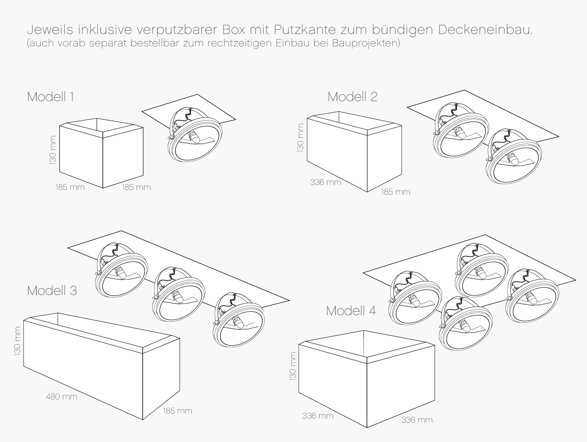 Bild 10: Die Dimensionen der exklusiven Einbau-Deckenspots im Überblick PHANTOM Decken-Einbaustrahler mit Charakter: Die Dimensionen der exklusiven Einbau-Deckenspots im Überblick