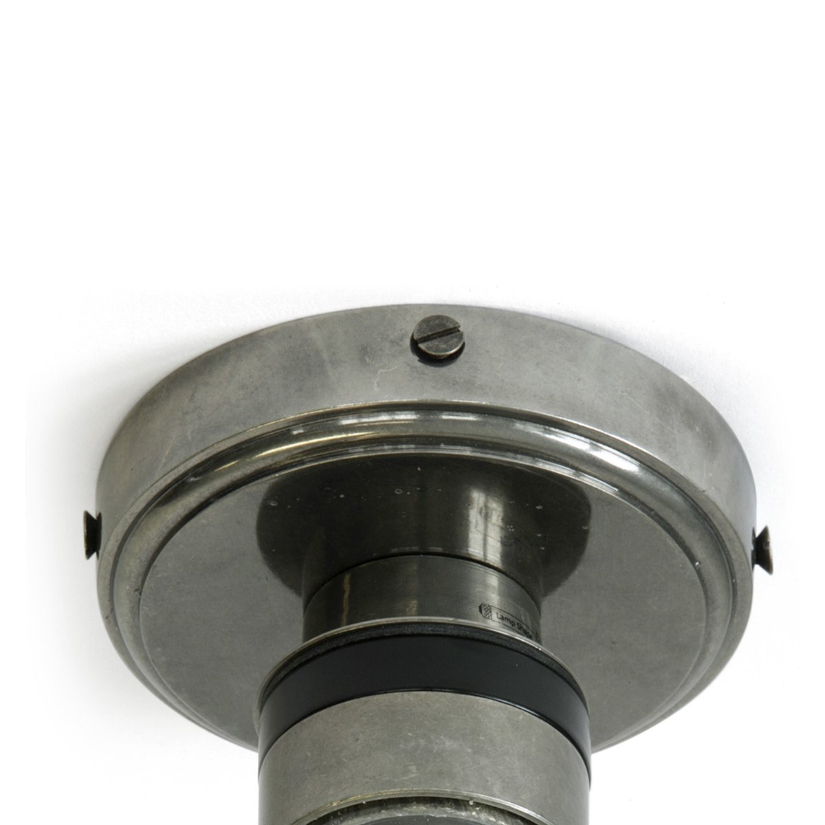 Bild 6: Deckenteil Messing alt-silbern patiniert Bad-Deckenlampe mit kleinem Glas-Zylinder (klar oder prismatisch), IP65: Deckenteil Messing alt-silbern patiniert