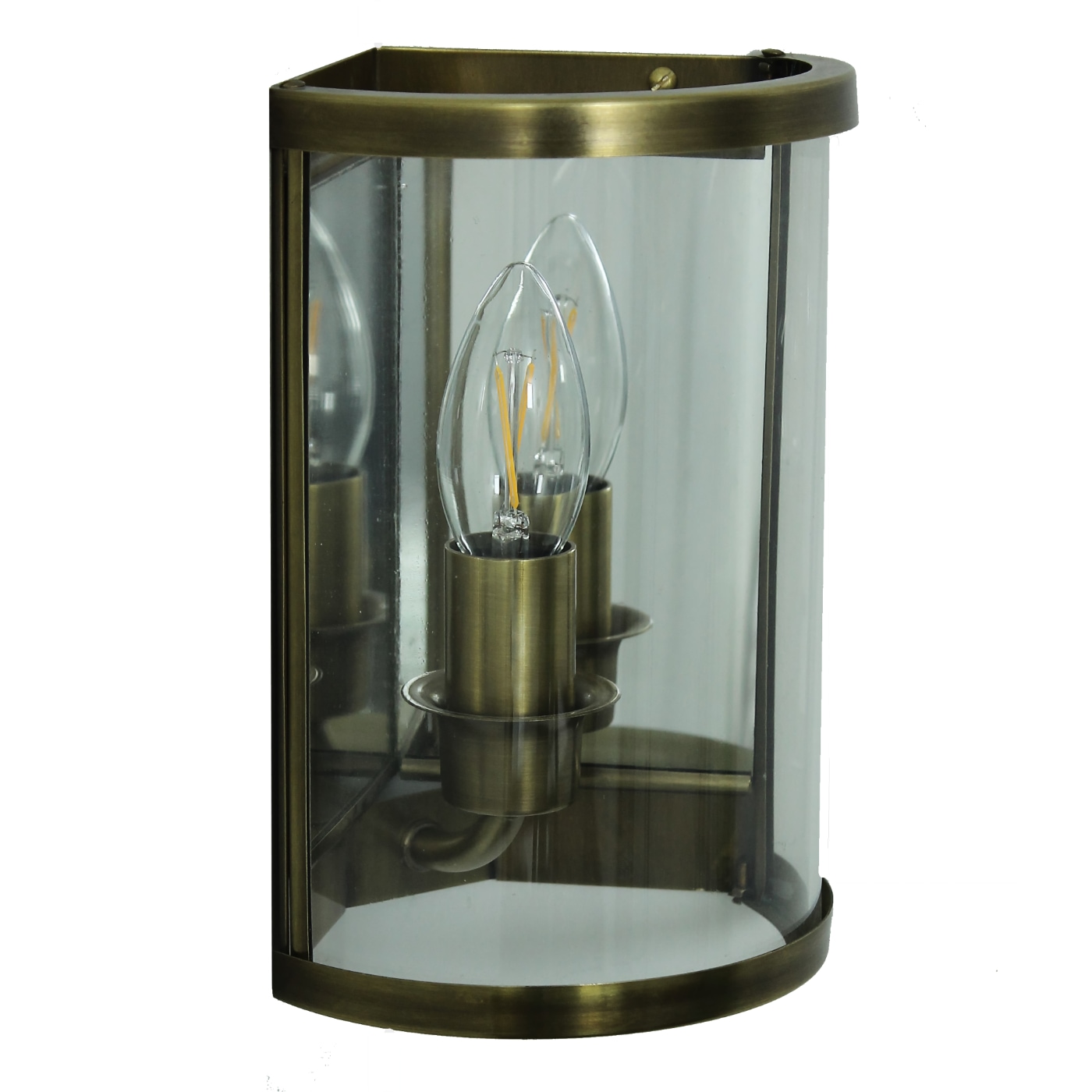 Klassische Eck-Laterne aus Messing mit Rundglas Klassische Eck-Laterne aus Messing mit Rundglas