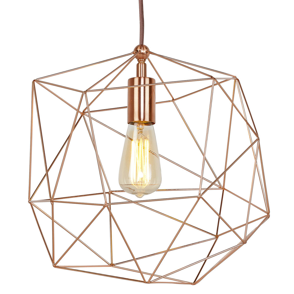 Geometric design hanging lamp in copper