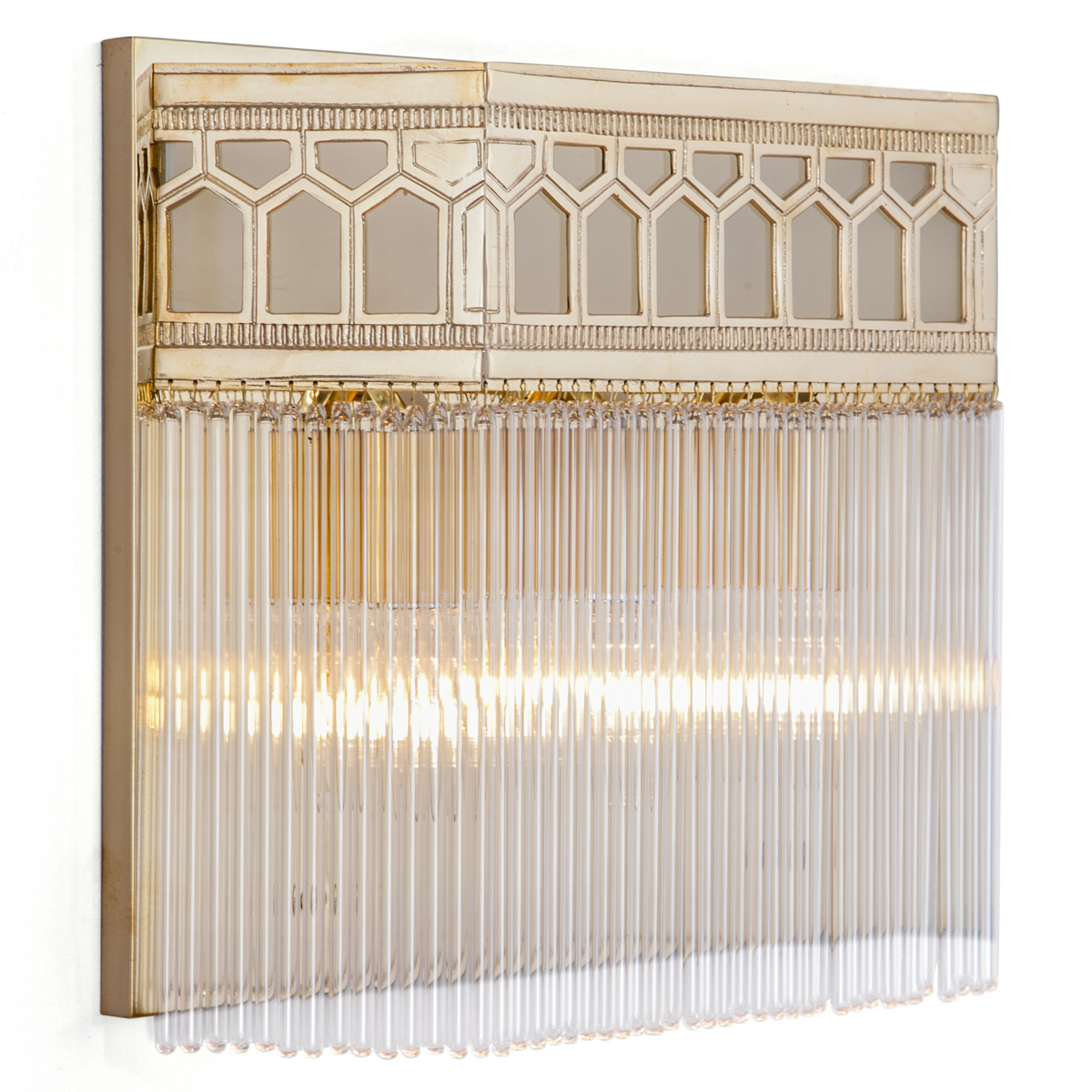Art déco-Wandleuchte mit Glasstäbchenbehang CHARLOTTE Art déco-Wandleuchte mit Glasstäbchenbehang CHARLOTTE