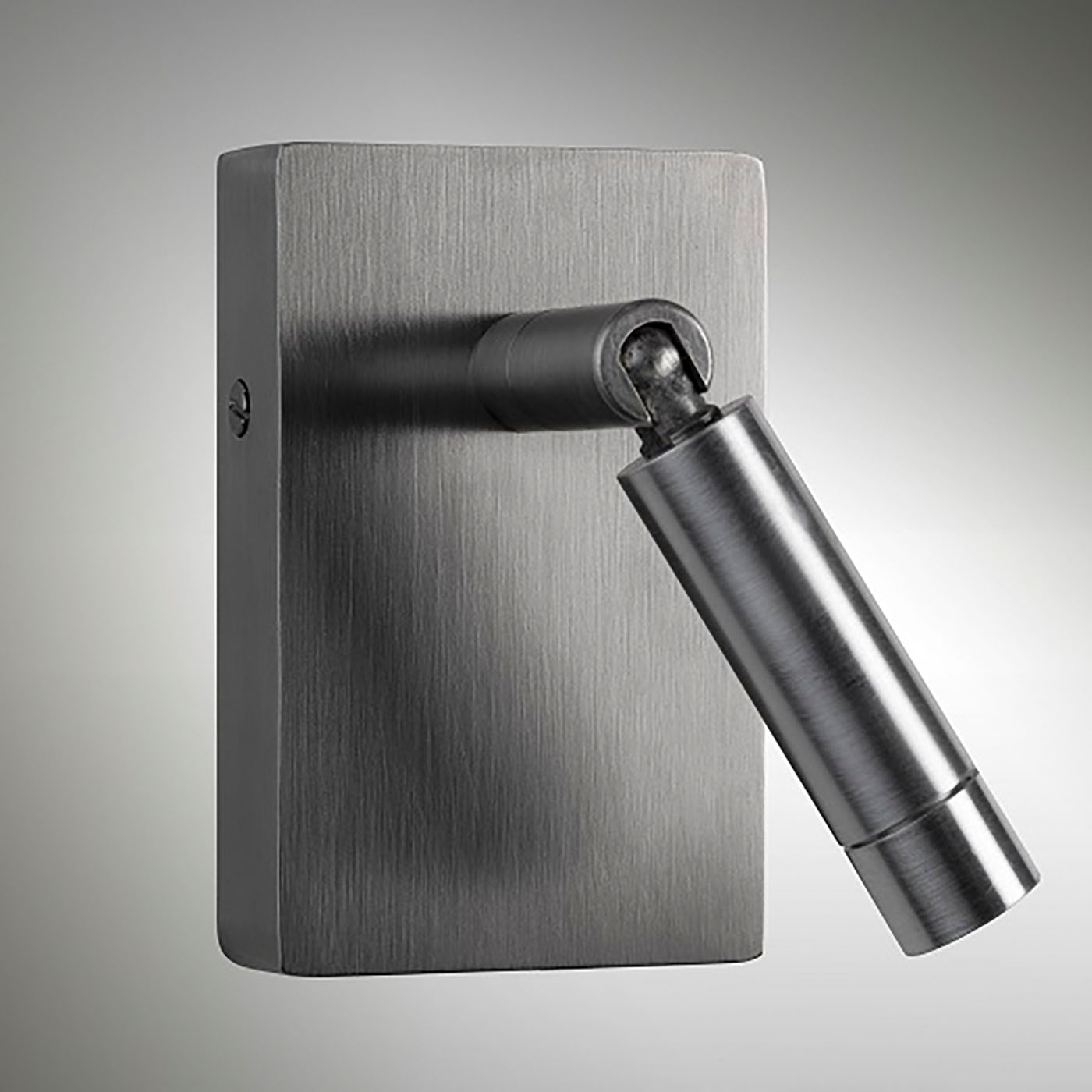 LED-Gelenk-Spot aus Messing, z. B. als Bettleuchte AL46: Das Modell ohne Schalter in Nickel matt satiniert.