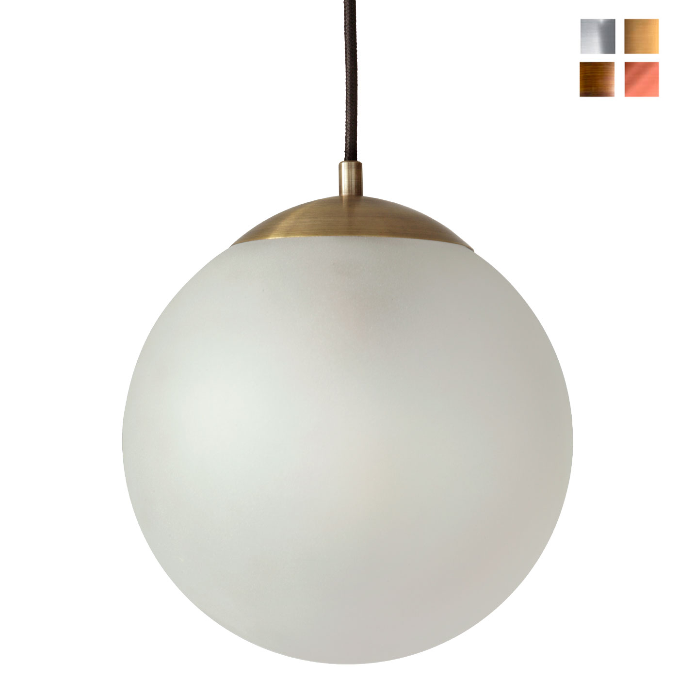 Hängeleuchte mit matt-satinierter Glaskugel, auch farbig Ø 22 cm Hängeleuchte mit matt-satinierter Glaskugel, auch farbig Ø 22 cm