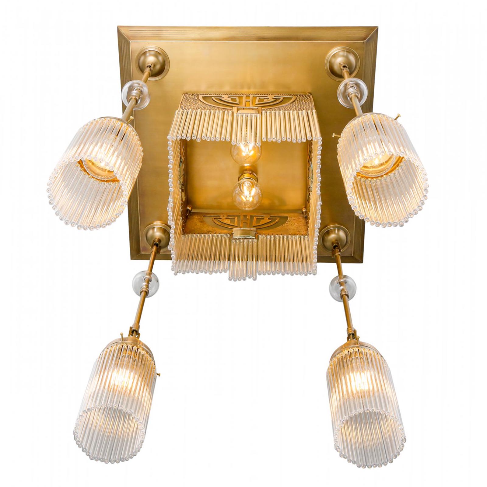 Exklusiver Art Nouveau-Hängeleuchter mit Kristall-Behang: Insgesamt sechs E27-Brennstellen sorgen für Helligkeit