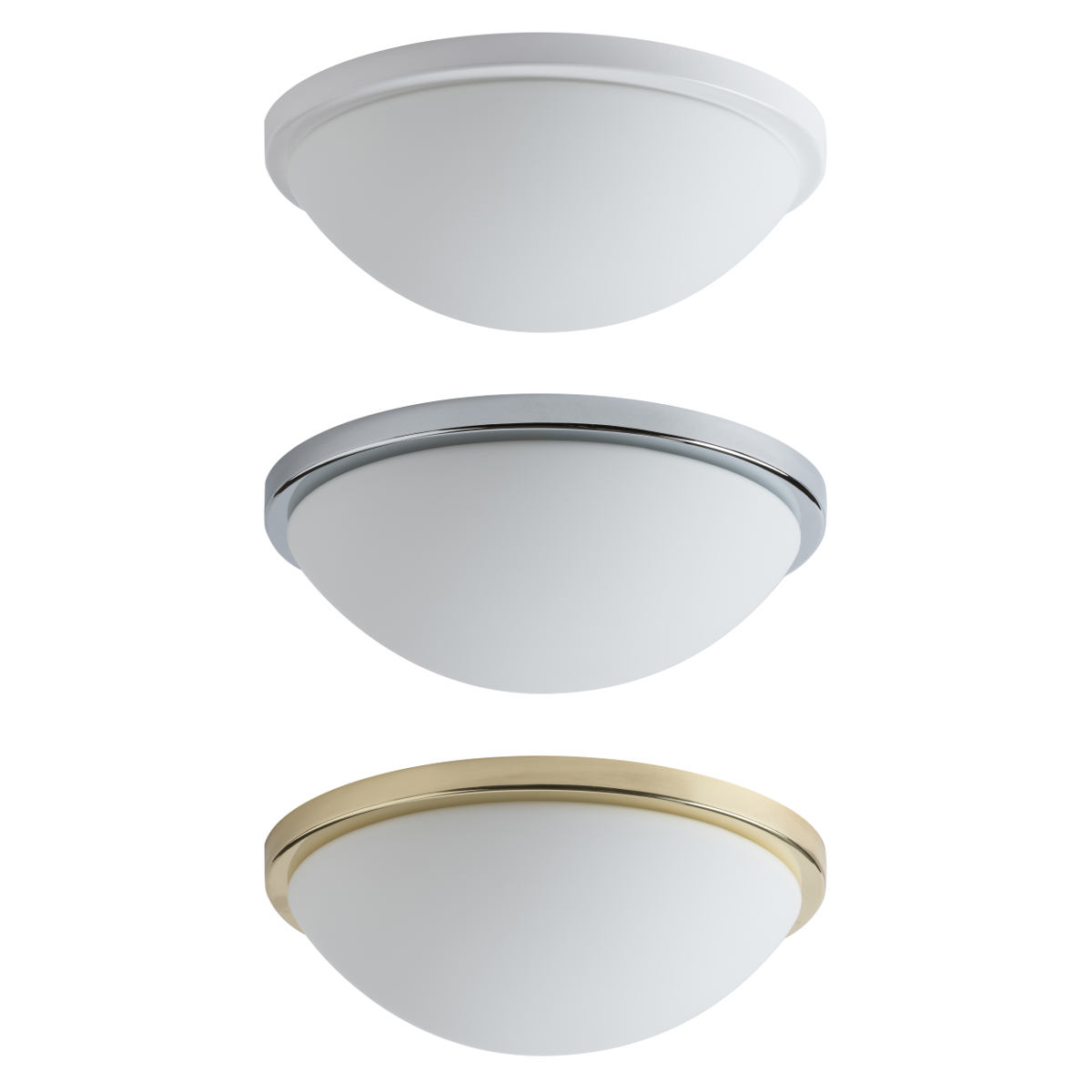 Funktionale Opalglas-Deckenleuchte AURORA LED, Ø 20–60 cm: Auf Anfrage erhältlich: Zierring in goldener, silberner oder weißer Ausführung (hier Ø 30 cm)