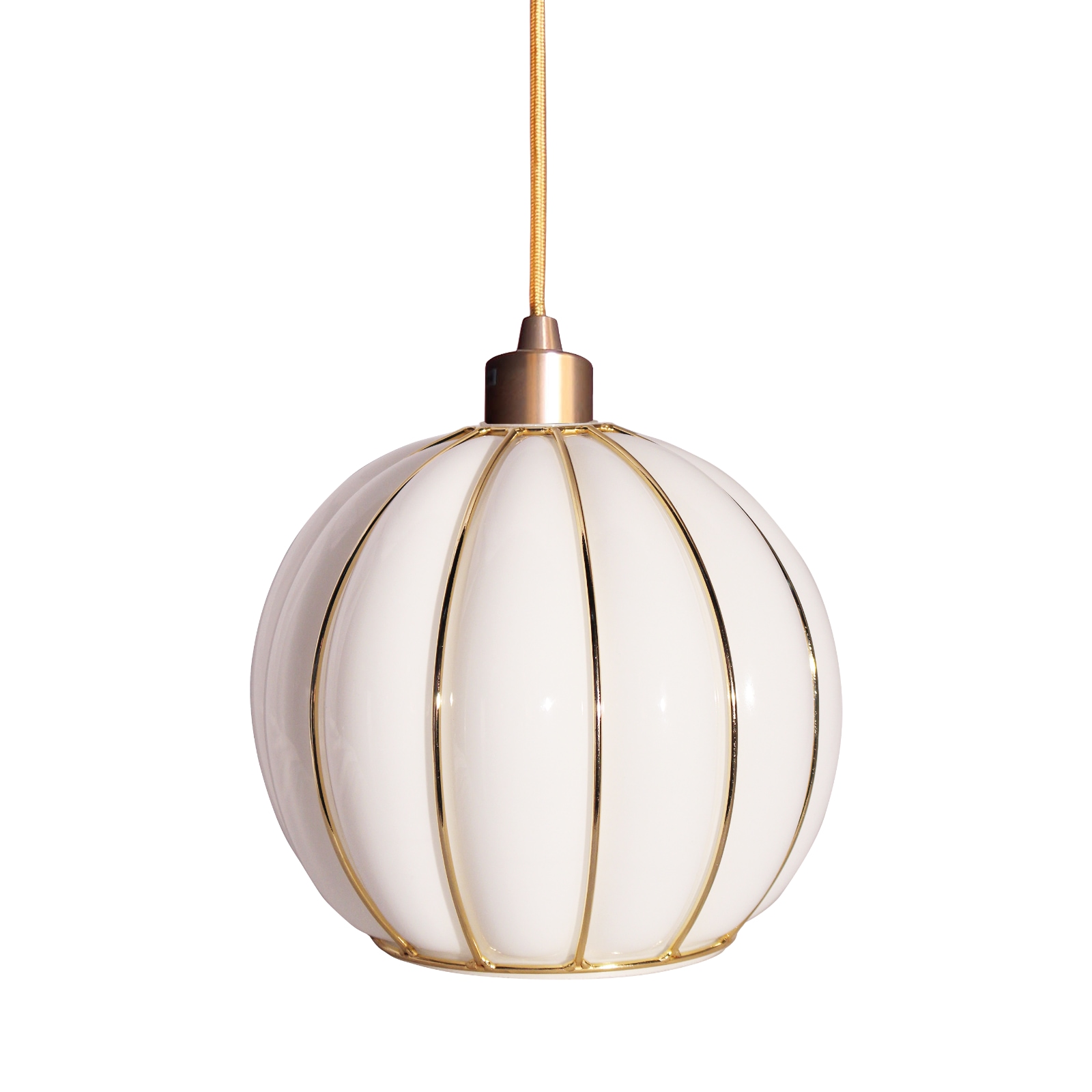 Kleine Kugel-Hängeleuchte aus gewölbtem Opalglas GIOIA