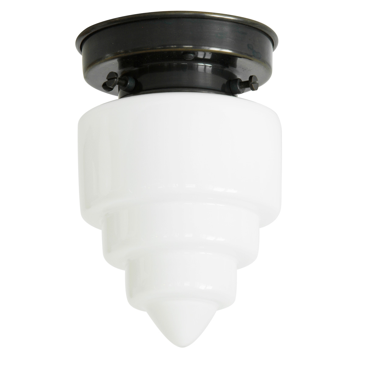 Small ceiling light with white stepped glass Ø 11 cm