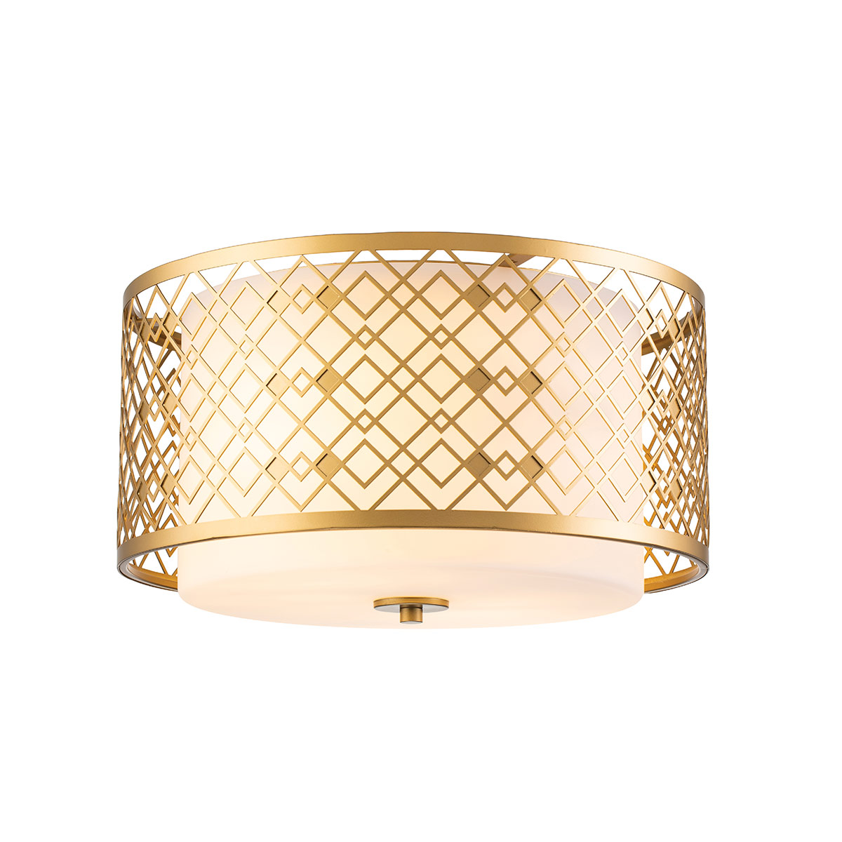 Glas-Deckenleuchte mit geometrischen Ornamenten, gold/silbern, Ø 40 cm