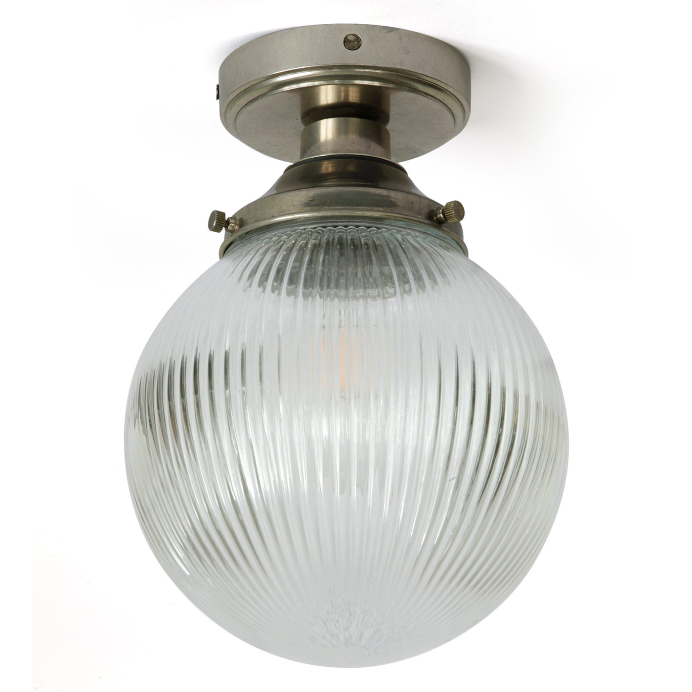 Bathroom ceiling fixture with Holophane glass ball (IP44) Bathroom ceiling fixture with Holophane glass ball (IP44)