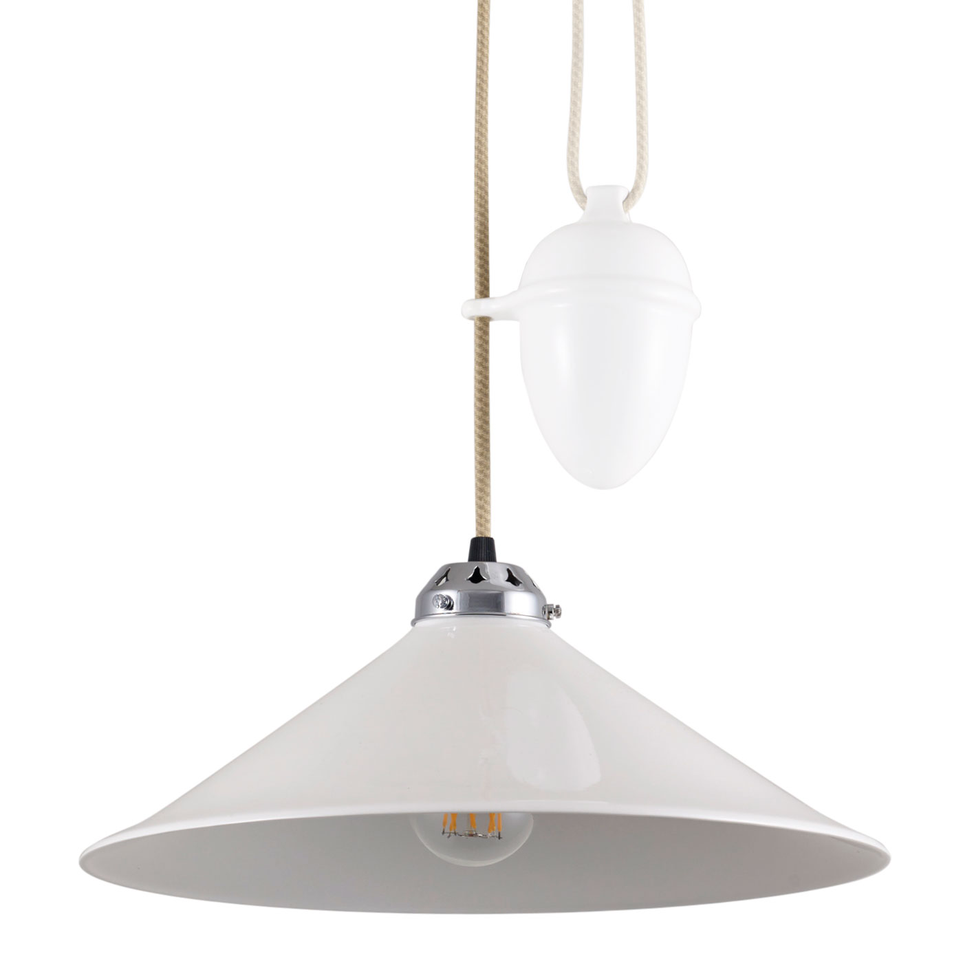 Tisch-Pendelleuchte mit Kegelschirm aus Porzellan COBB Tisch-Pendelleuchte mit Kegelschirm aus Porzellan COBB