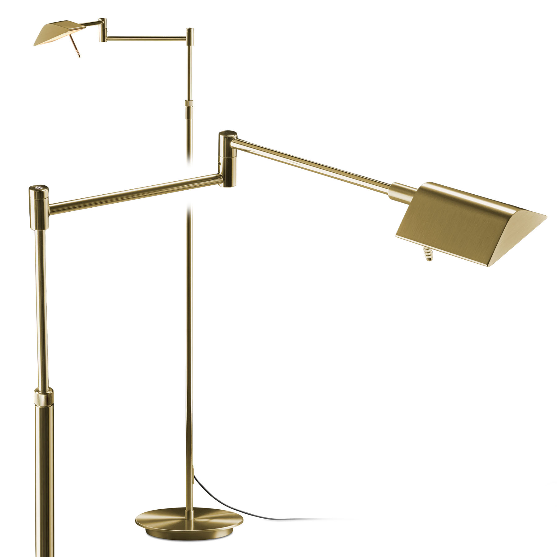 Lese-Stehleuchte 9614 aus Messing mit High End-LED und Dimmer